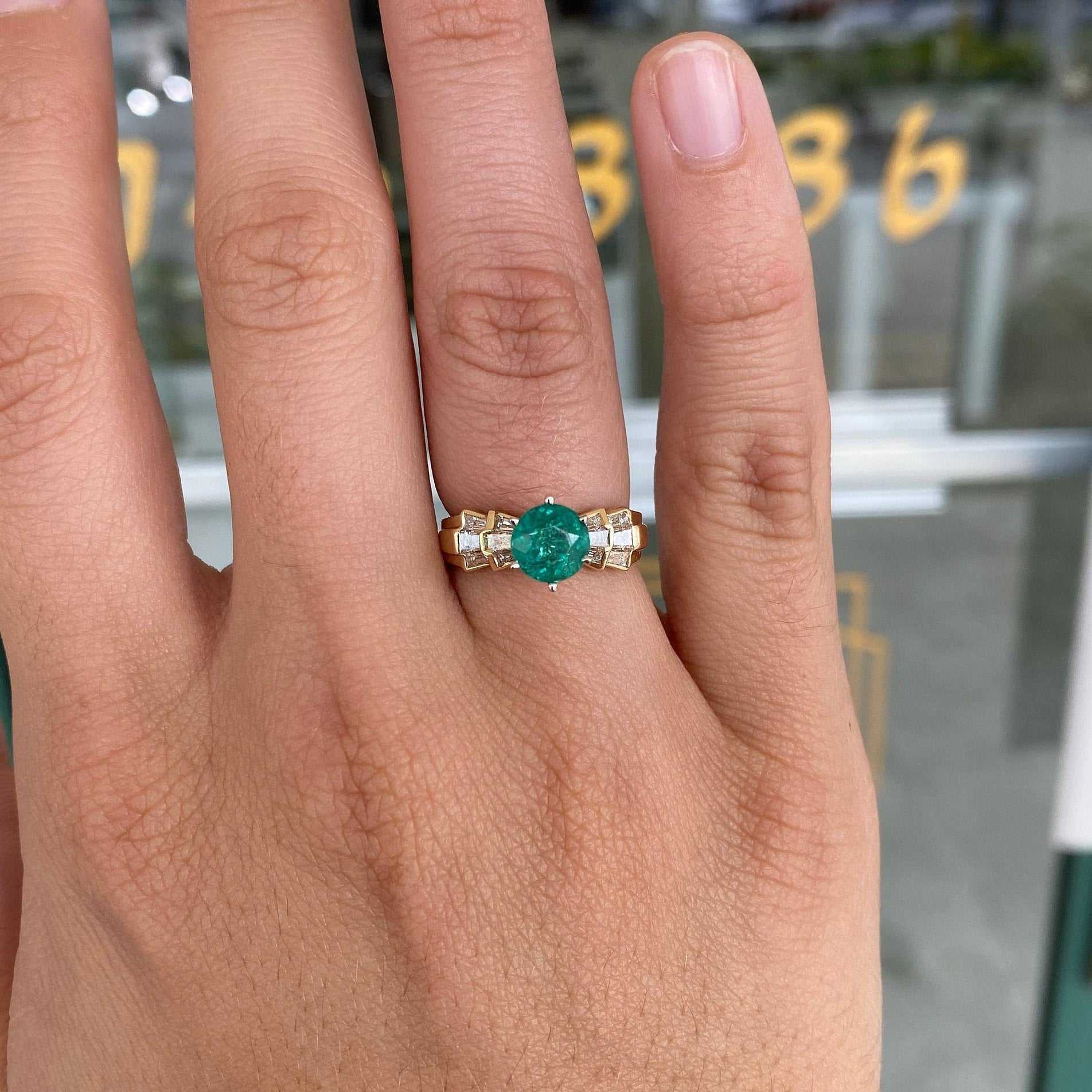 1.86tcw Round Emerald & Diamond Statement Ring Gold 14K