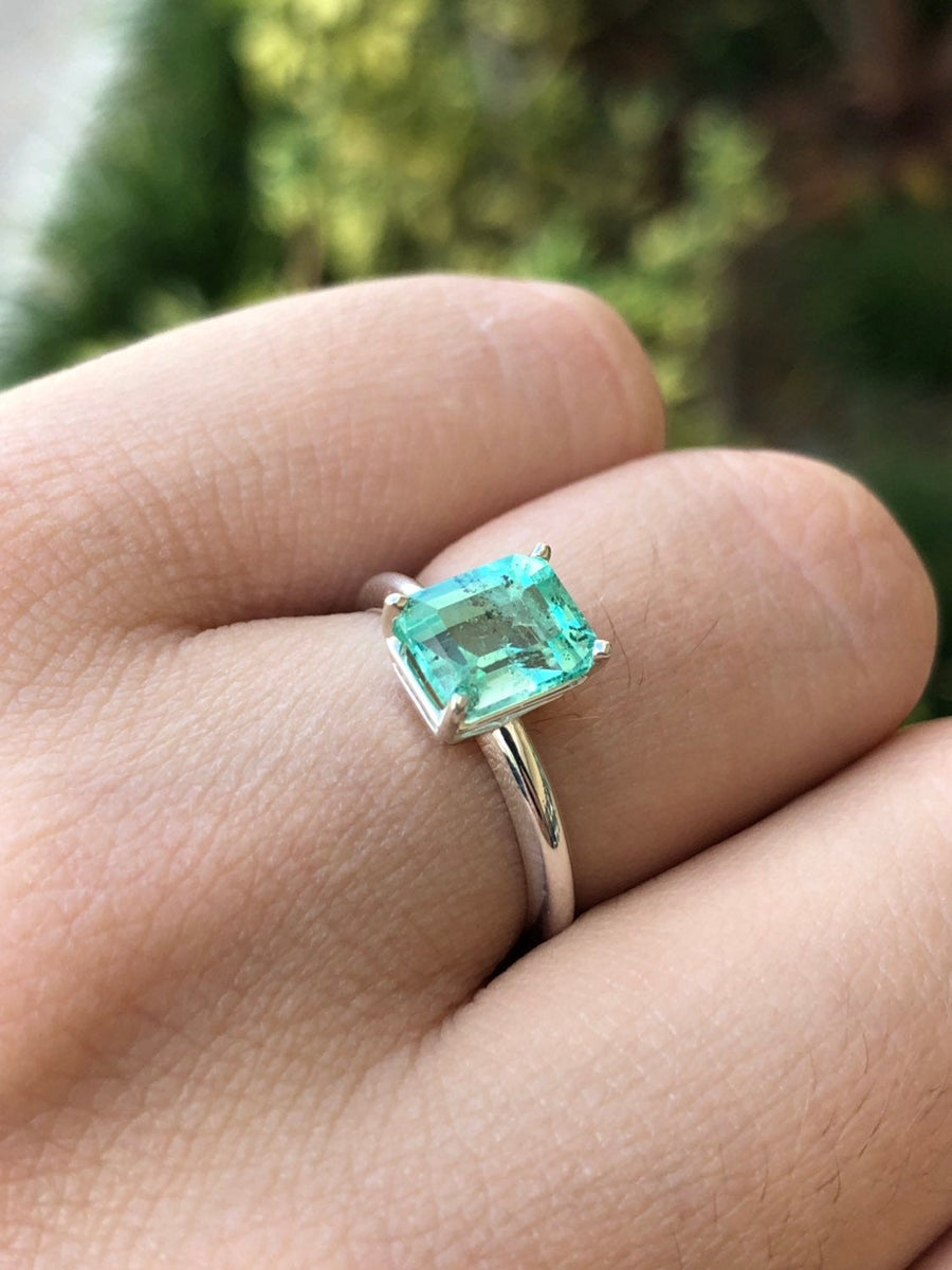 1.50 Carat Natural Emerald Classic Solitaire Engagement Ring