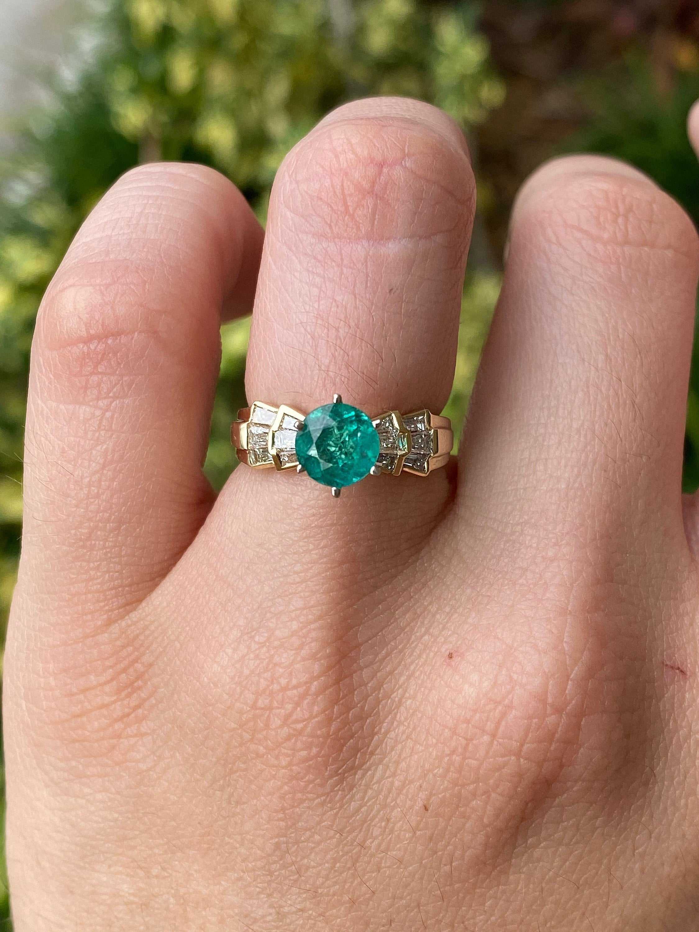 1.86tcw Round Emerald & Diamond Statement Ring Gold 14K