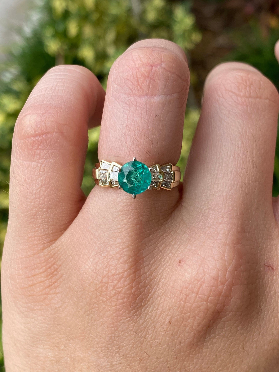 Emerald & Diamond Statement Ring Gold 14K