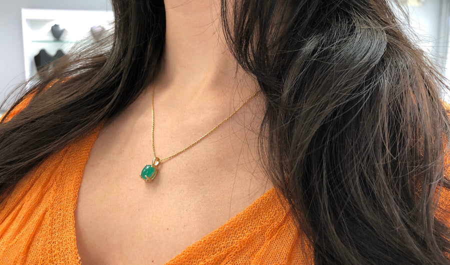 2.40tcw Natural Emerald & Diamond Accent Pear Pendant 