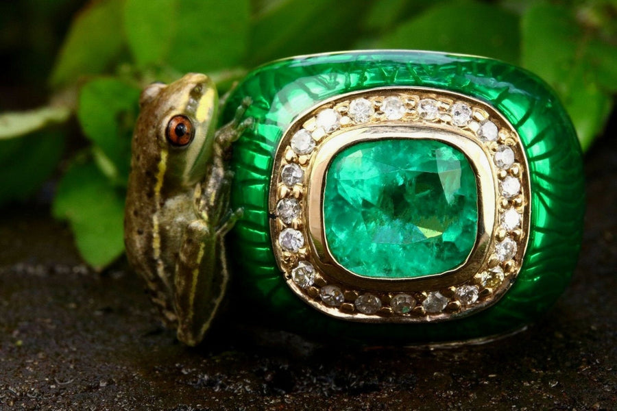 Colombian Emerald Diamond & Enamel