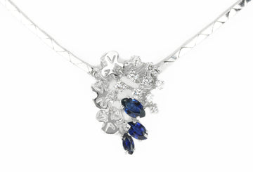 1.05tcw Blue Sapphire & Diamond Necklace White Gold 18K