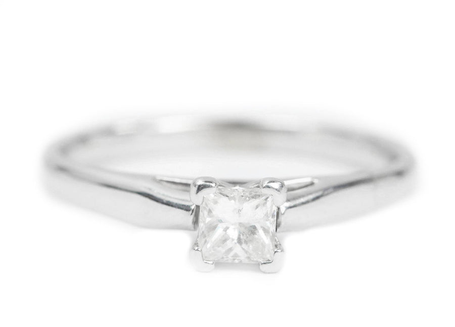 0.32ct Platinum Solitaire Princess Cut Diamond Engagement Ring