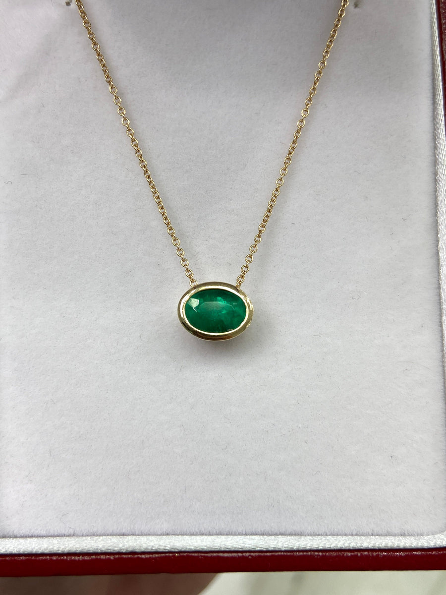 Oval Emerald Necklace 14K