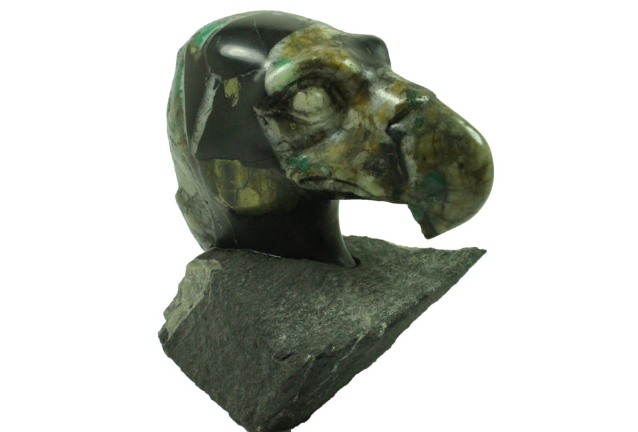 SEO-Friendly ALT Text Variations for Carved Eagle Sculpture with Colombian Emerald in Matrix