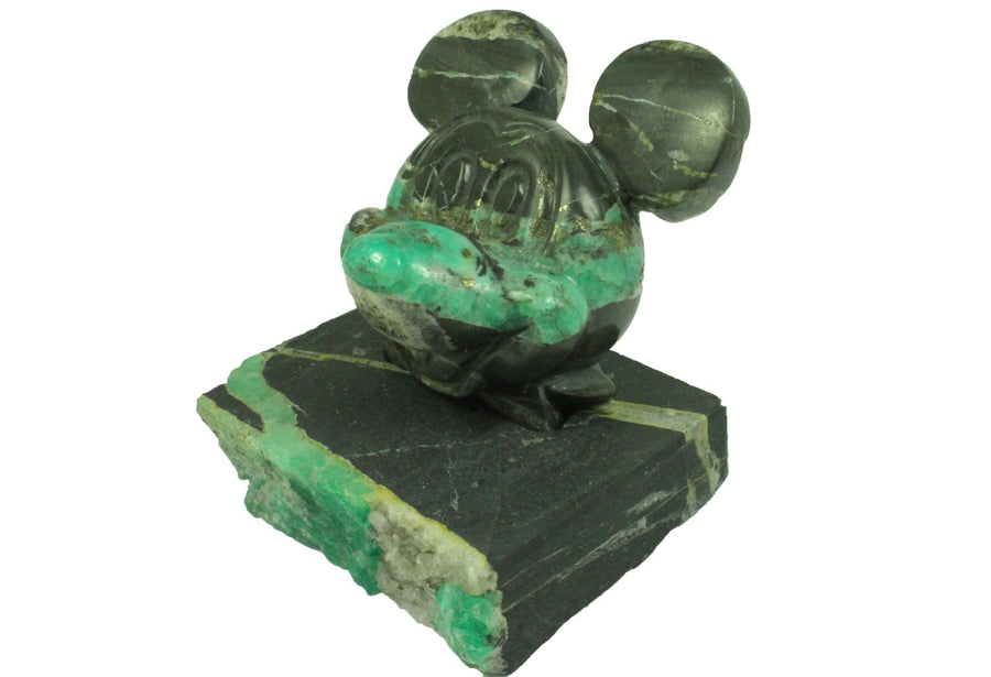 Emerald Masterpiece: The Colombian Mickey Mouse Carving for Disney Enthusiasts