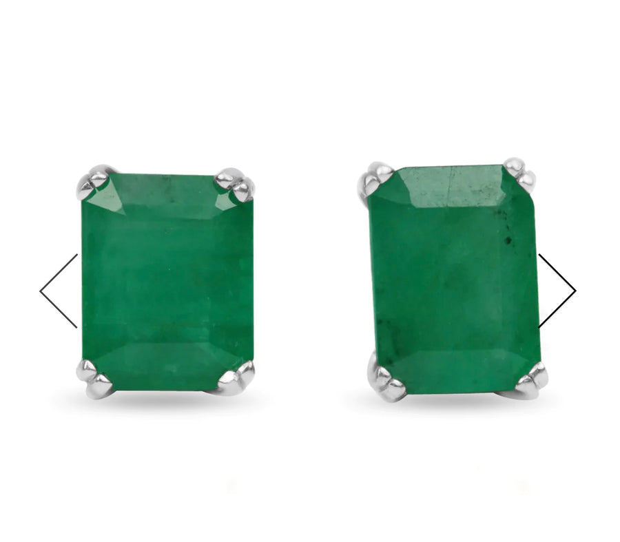 18K emerald bezel earrings with your pearls