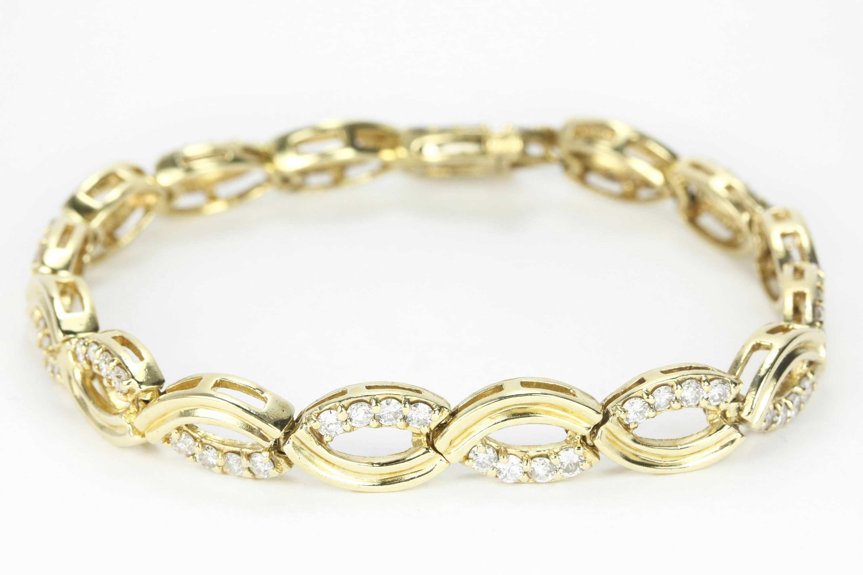 2.0tcw Diamond Infinity Yellow Gold Bracelet 14K
