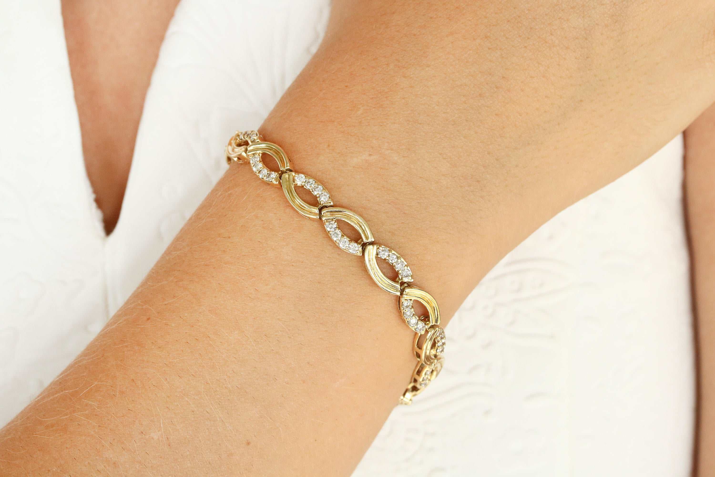 2.0tcw Diamond Infinity Yellow Gold Bracelet