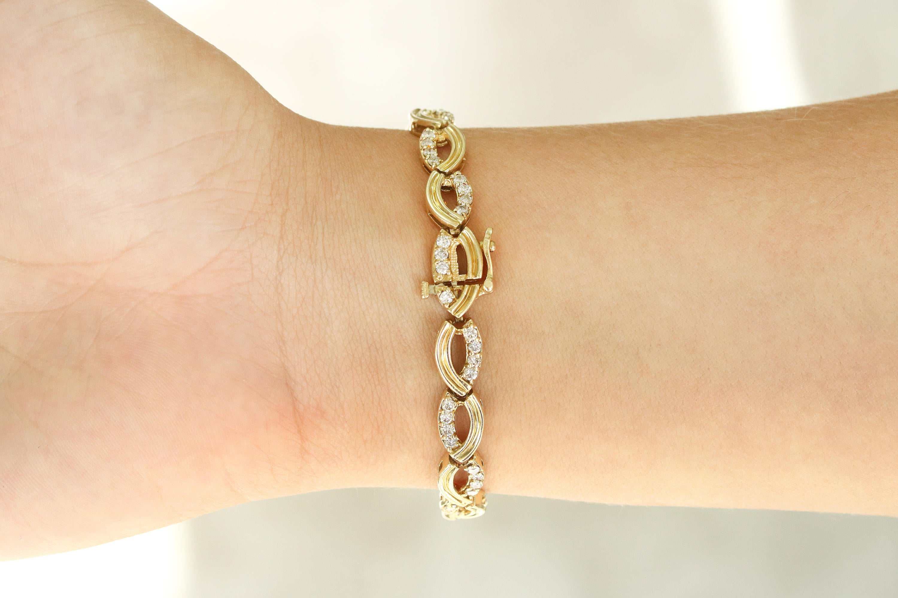 2.0tcw Diamond Infinity Yellow Gold Bracelet 14K