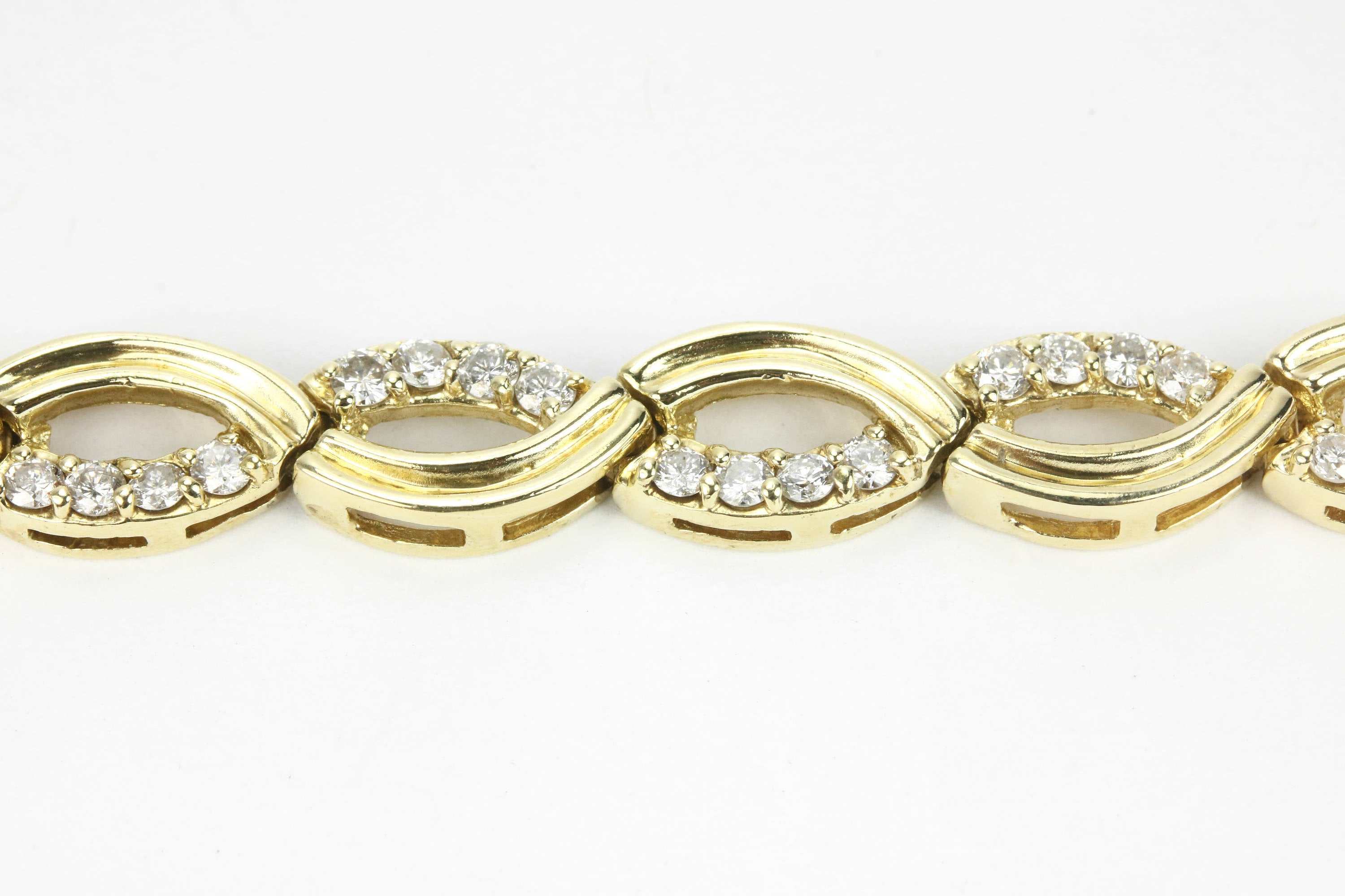 2.0tcw Diamond Infinity Yellow Gold Bracelet 14K
