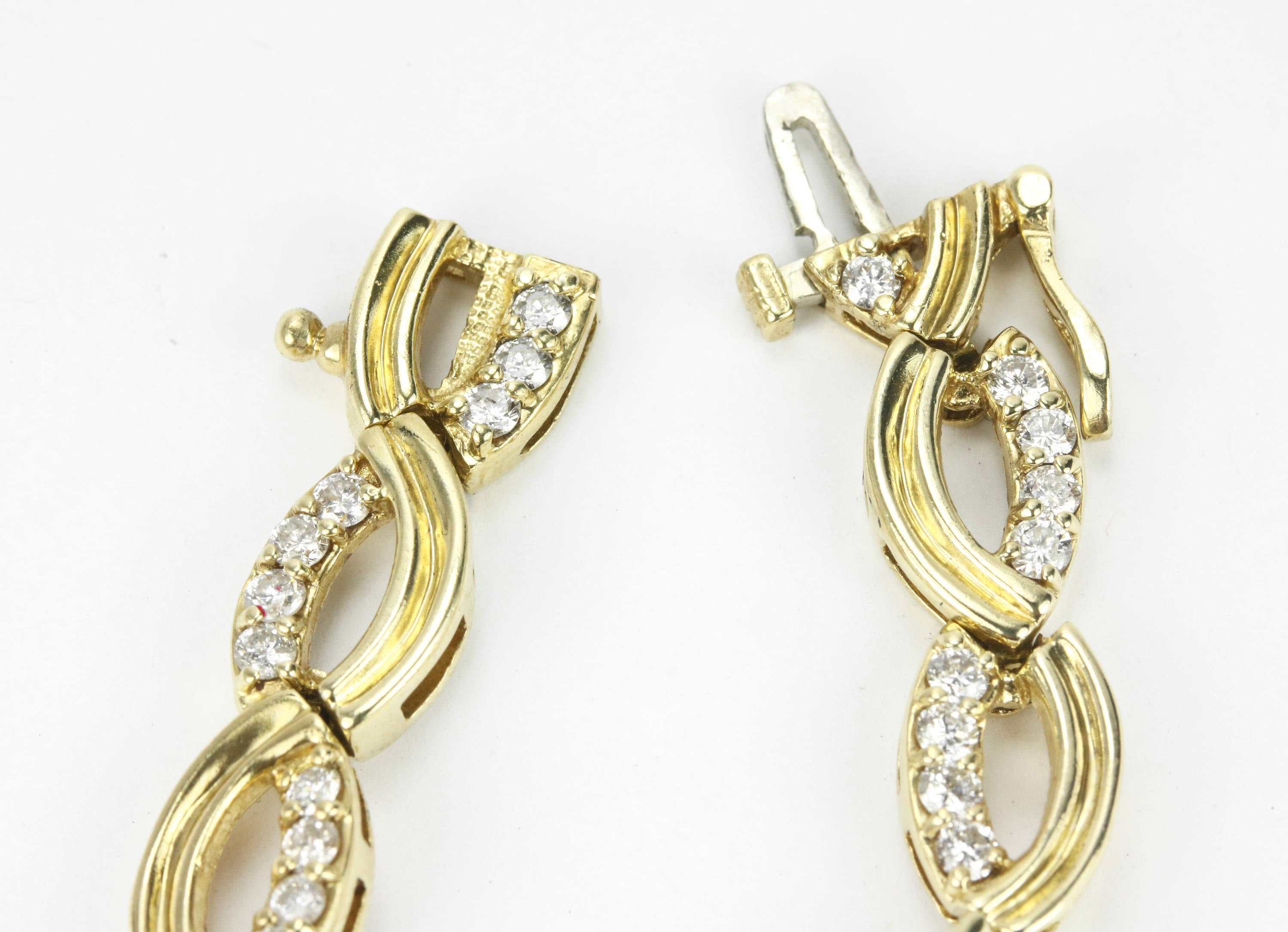 2.0tcw Diamond Infinity Yellow Gold Bracelet 14K