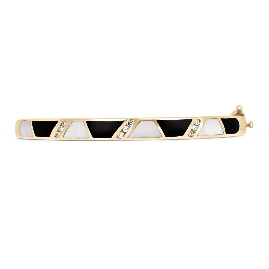 Natura Diamond, Mother Of Pearl and Black Onyx Stackable Bracelet 14K