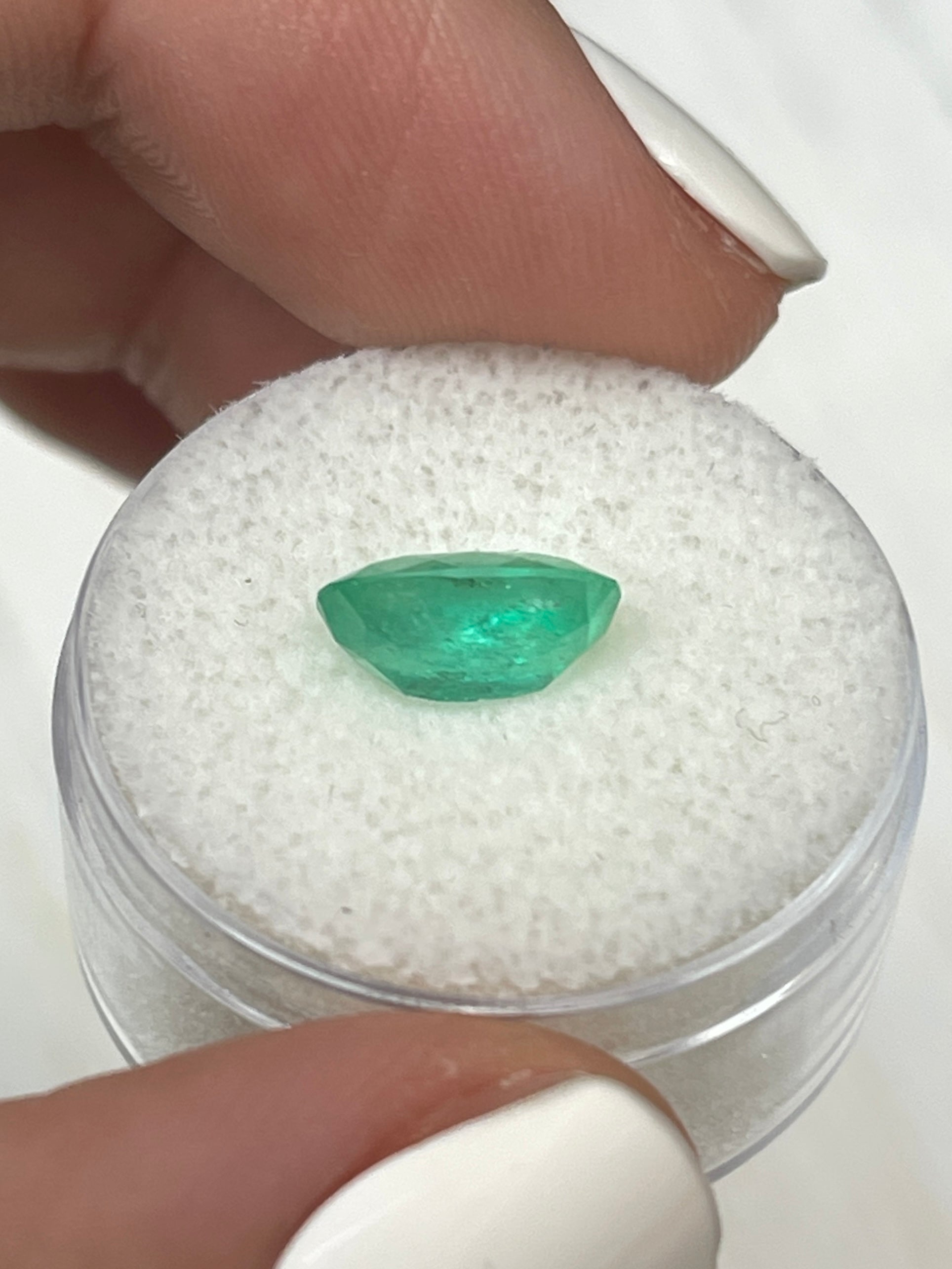 2.19 Carat green natural Colombian emerald loose oval cut gemstone by JR Colombian Emeralds.