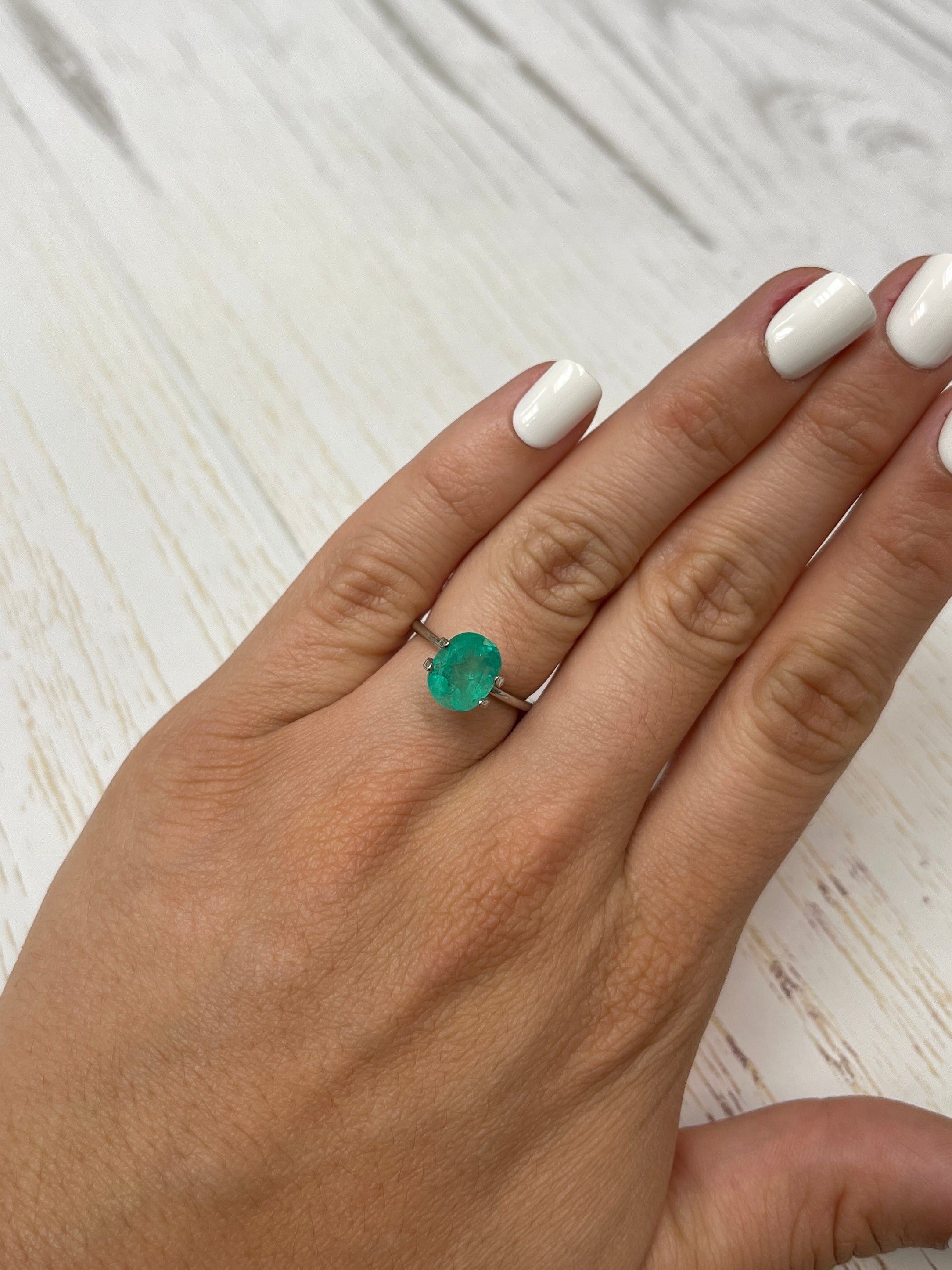 2.48 carat medium green Colombian emerald loose oval cut gemstone from JR Colombian Emeralds