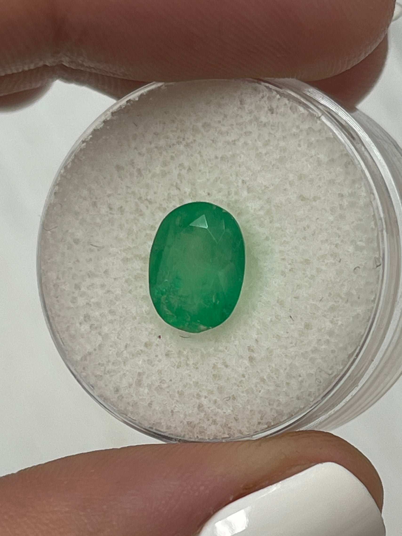2.52 Carat mossy yellowish green natural Colombian emerald oval cut, loose gemstone from JR Colombian Emeralds.