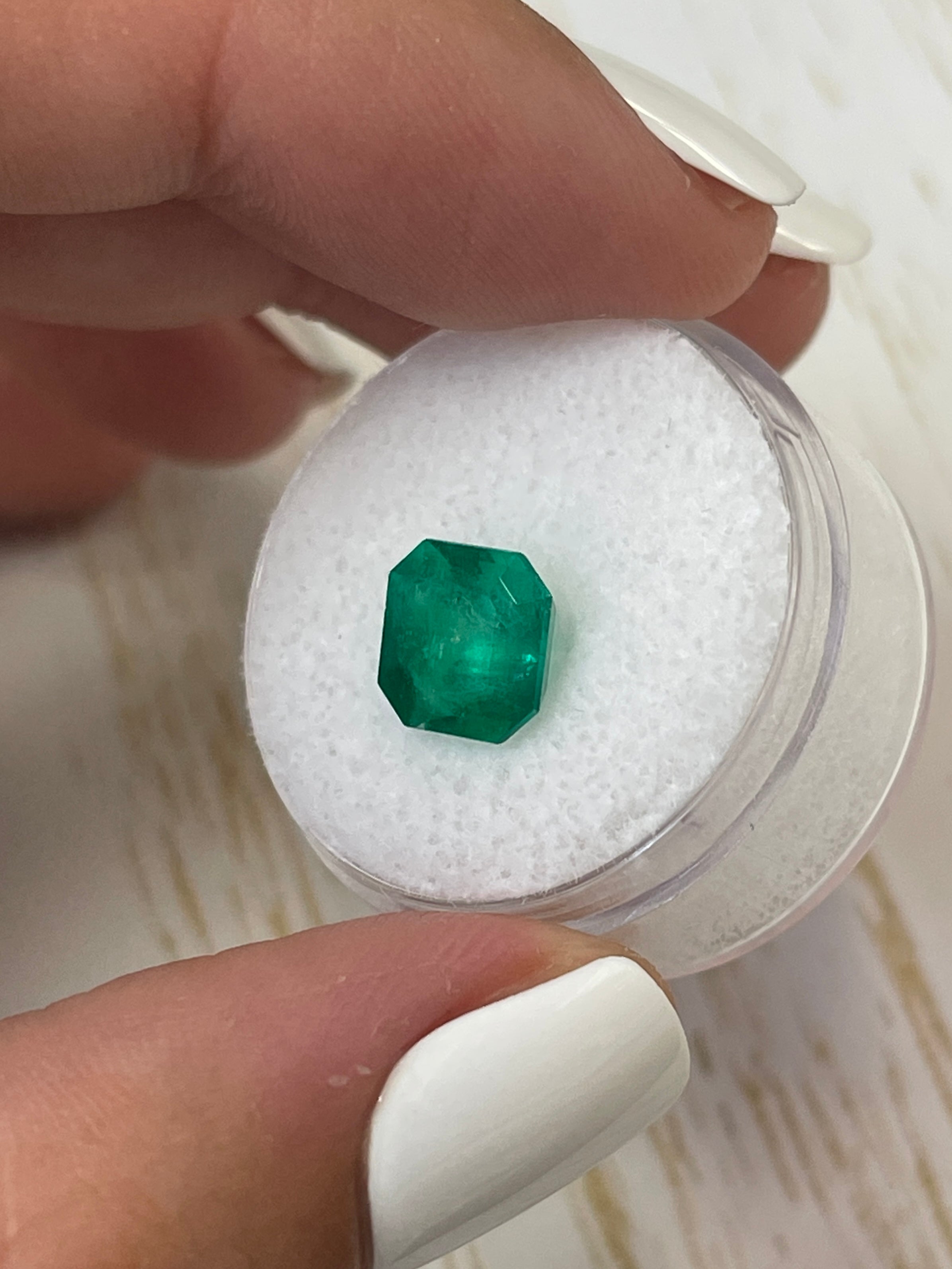 2.55 Carat Forest Muzo Green Colombian Emerald loose stone with Asscher cut, natural and vibrant from JR Colombian Emeralds