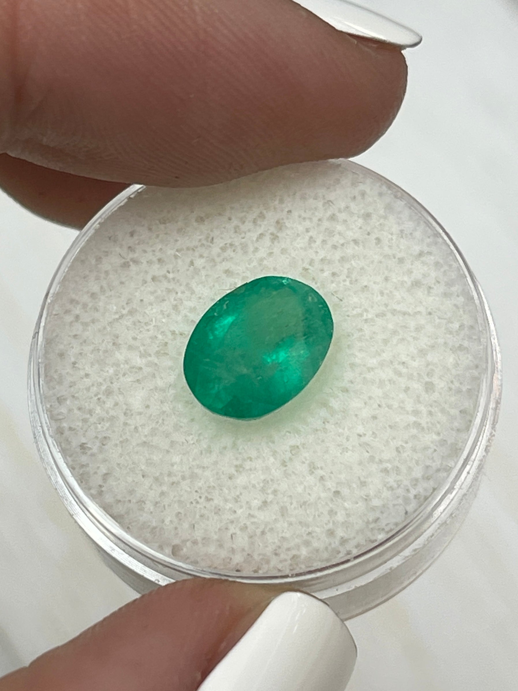 2.69 carat green natural Colombian emerald loose oval cut gemstone from JR Colombian Emeralds.