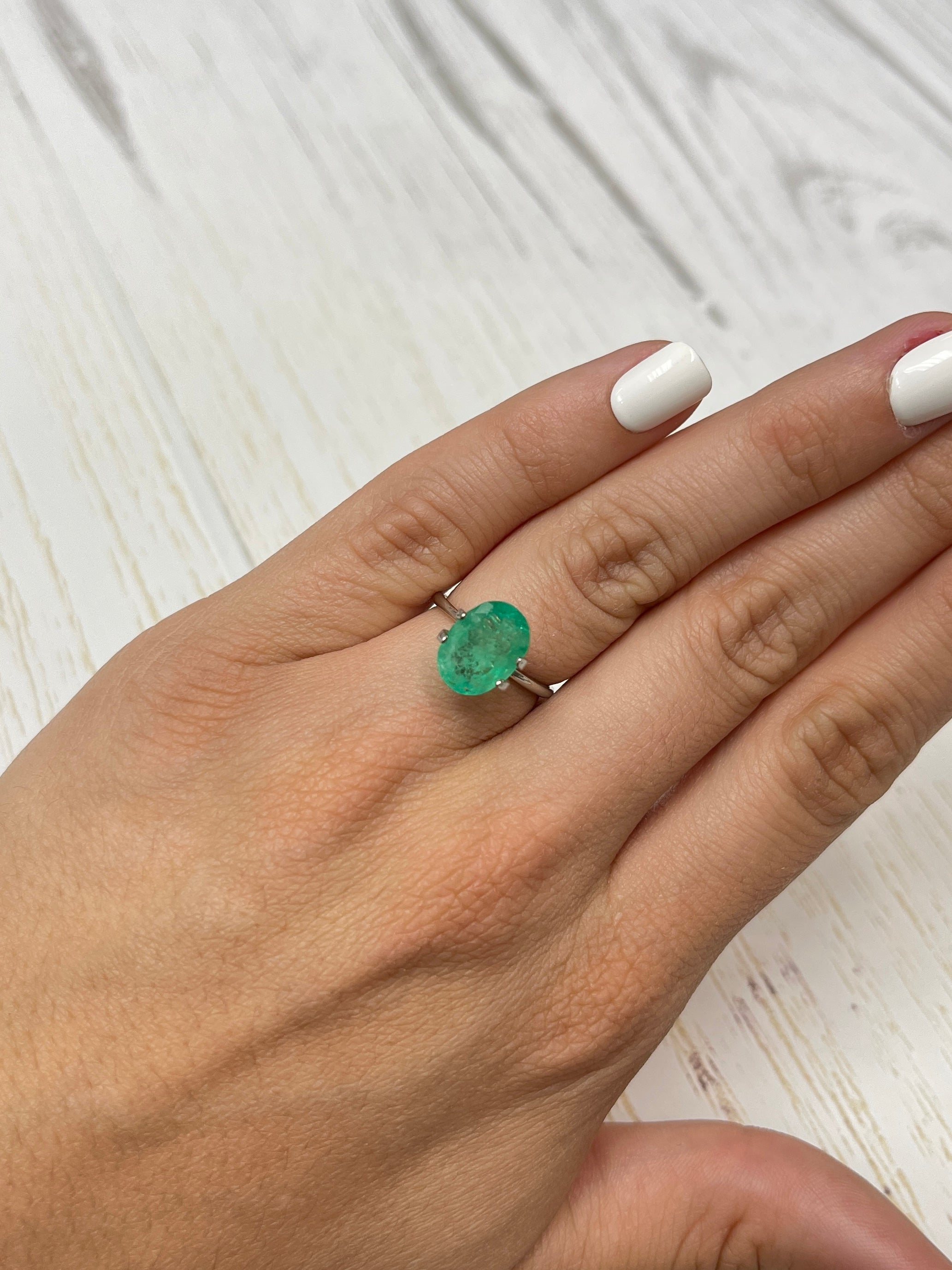 2.72 carat earthy green natural Colombian emerald loose oval cut gemstone from JR Colombian Emeralds.