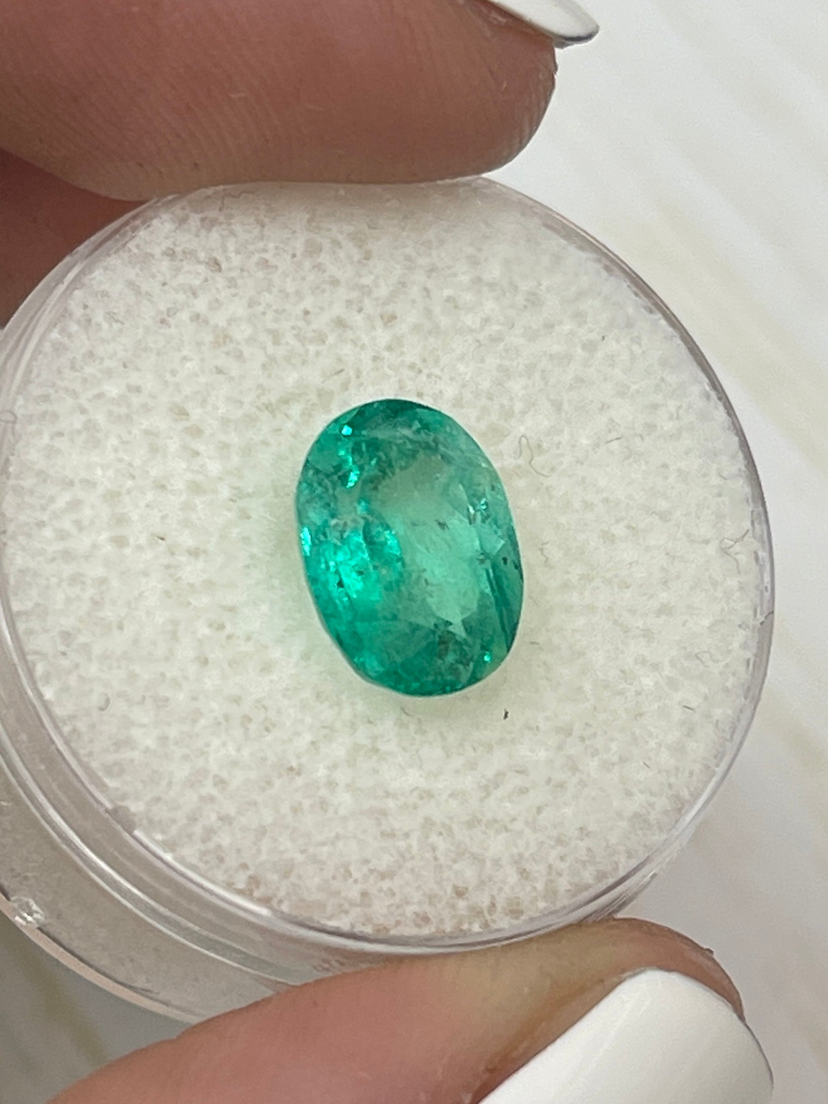 2.88 carat light bluish green natural Colombian emerald loose oval cut gemstone from JR Colombian Emeralds
