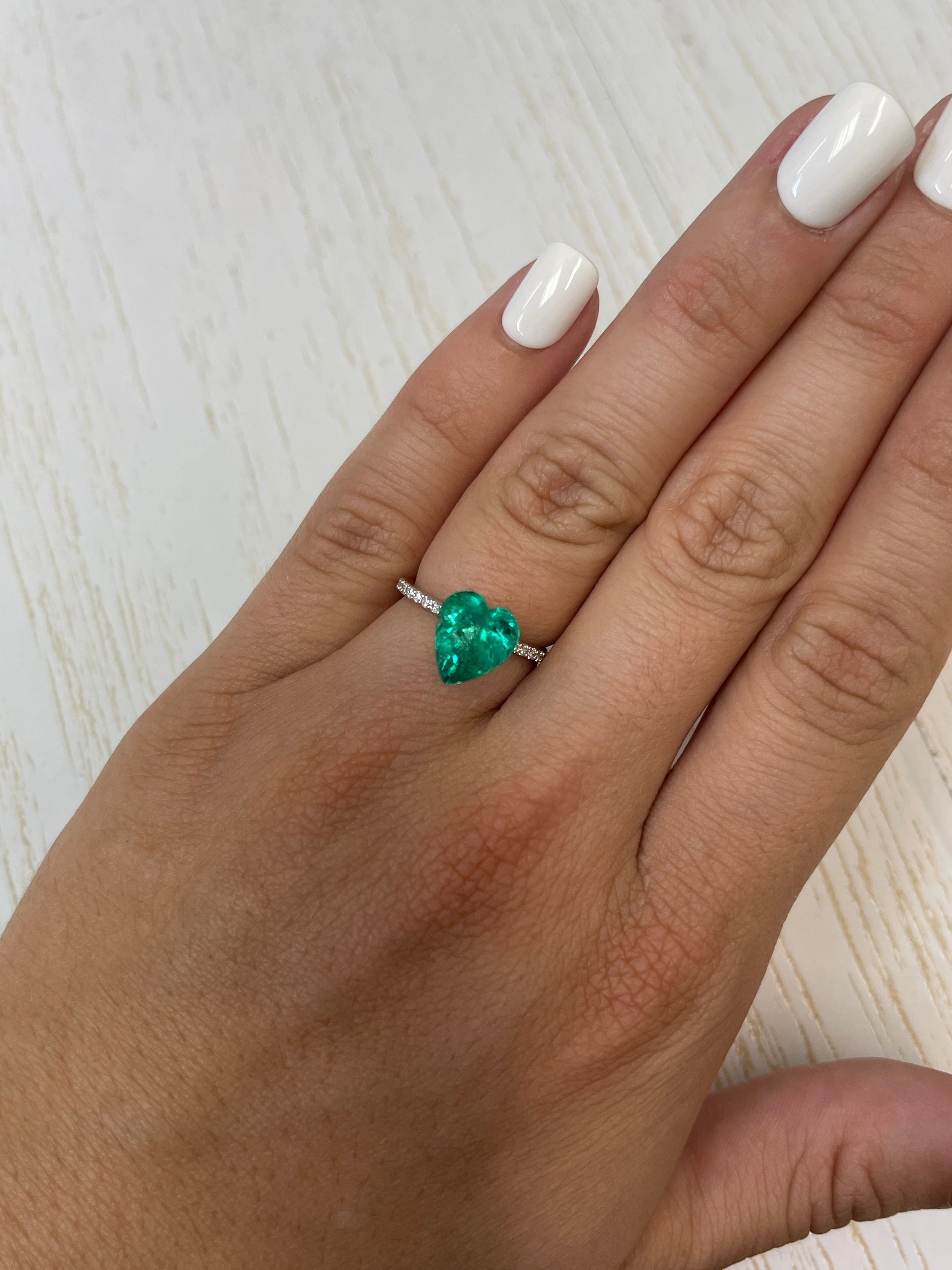 3.22 carat bluish green natural Colombian emerald loose heart-cut gemstone by JR Colombian Emeralds.