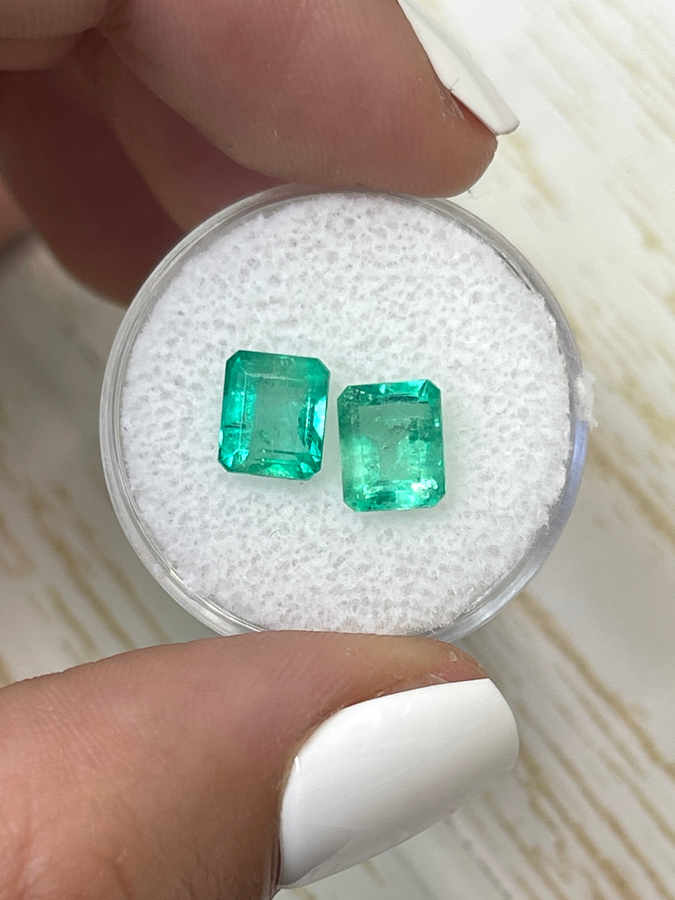 Emerald Cut Colombian Emeralds, 3.22 Total Carat Weight, 7.5x6 Dimensions