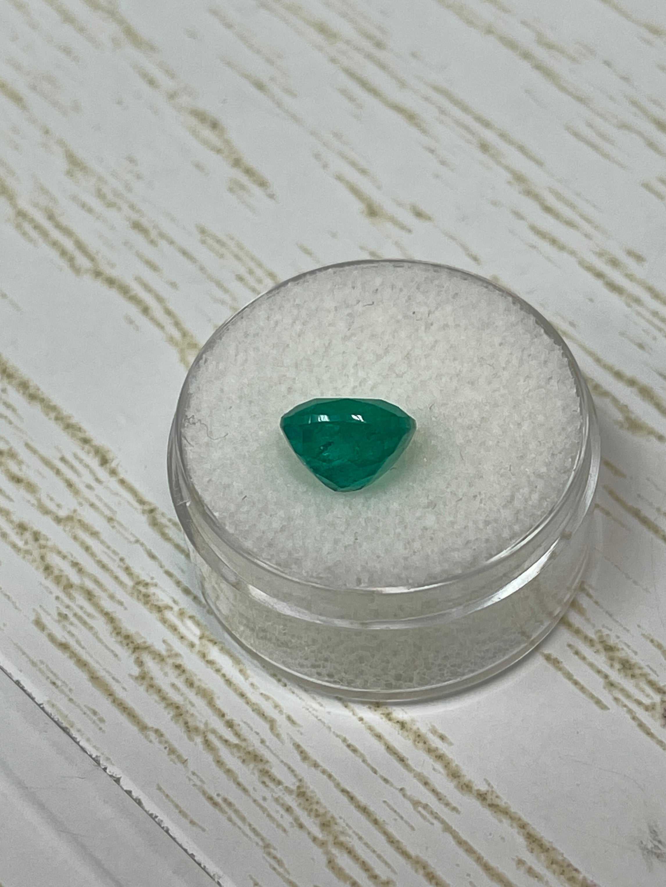 3.27 Carat Minor Oil 9x9 Vivid Muzo Green Natural Loose Colombian Emer