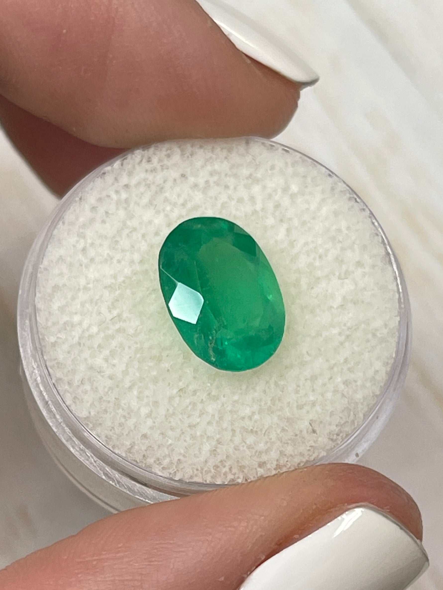 3.46-carat neon green natural Colombian emerald loose oval cut gemstone by JR Colombian Emeralds