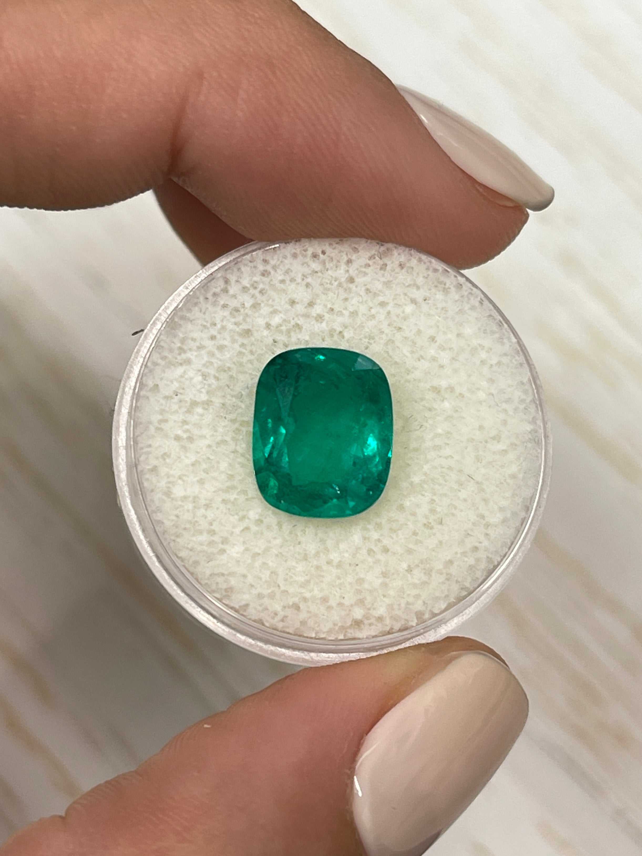 4.45 Carat 11x9 Vivid Muzo Green Natural Loose Colombian Emerald- Cush