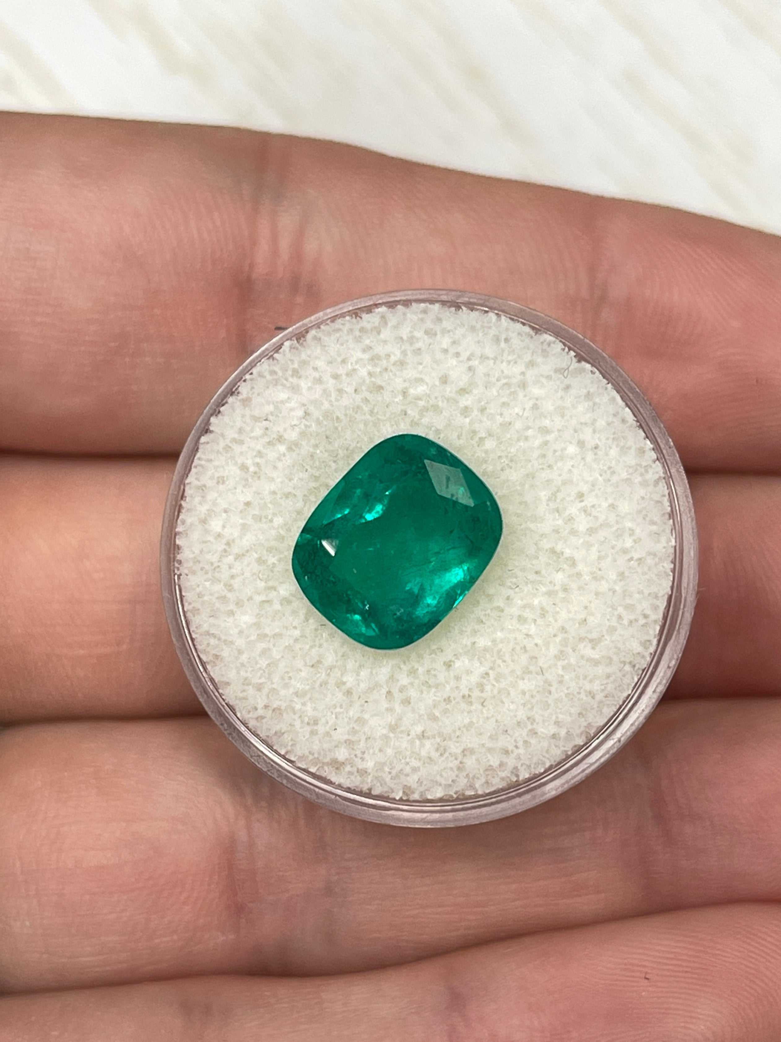 4.45 Carat 11x9 Vivid Muzo Green Natural Loose Colombian Emerald- Cush