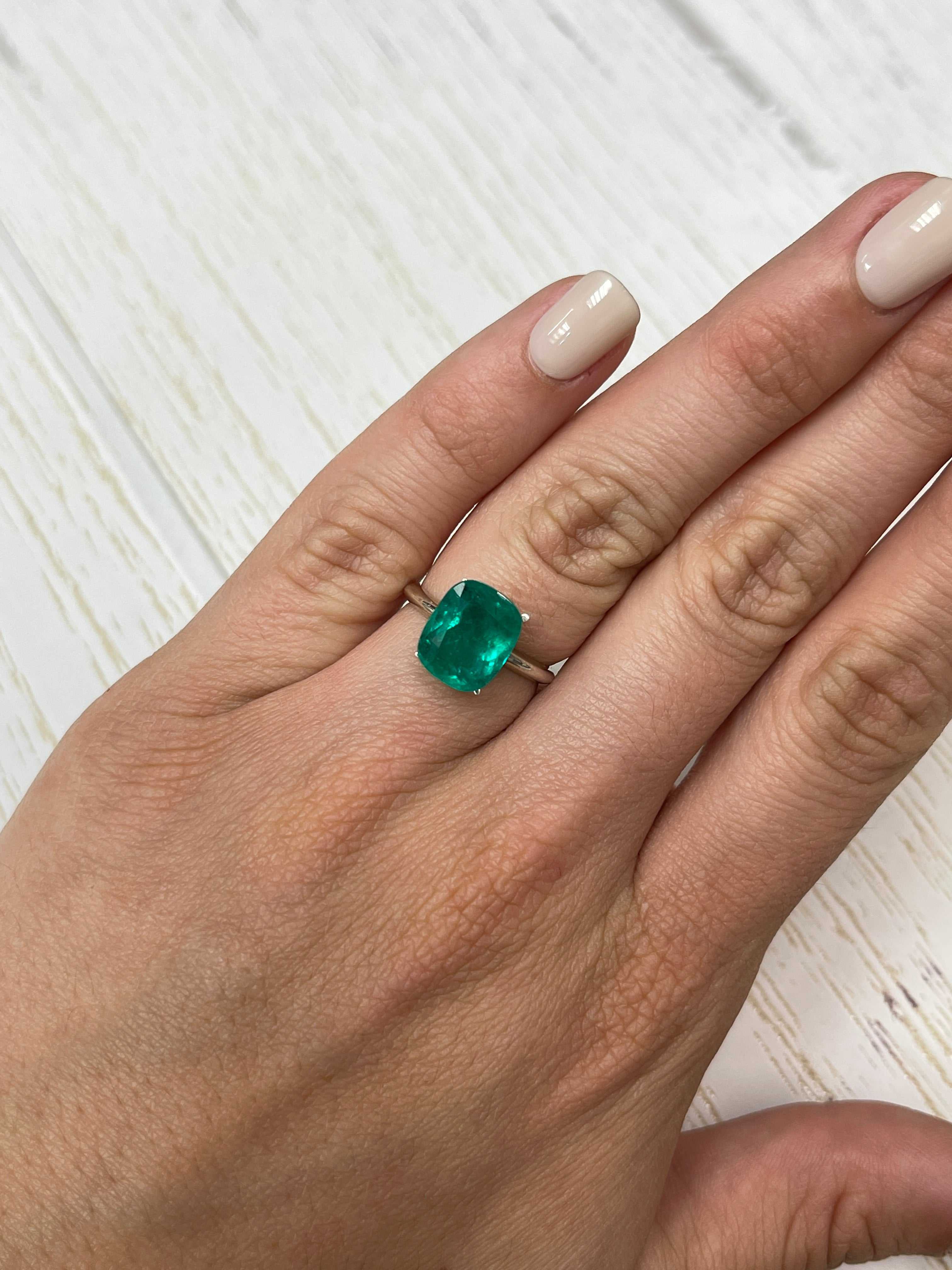 4.45 Carat 11x9 Vivid Muzo Green Natural Loose Colombian Emerald- Cush