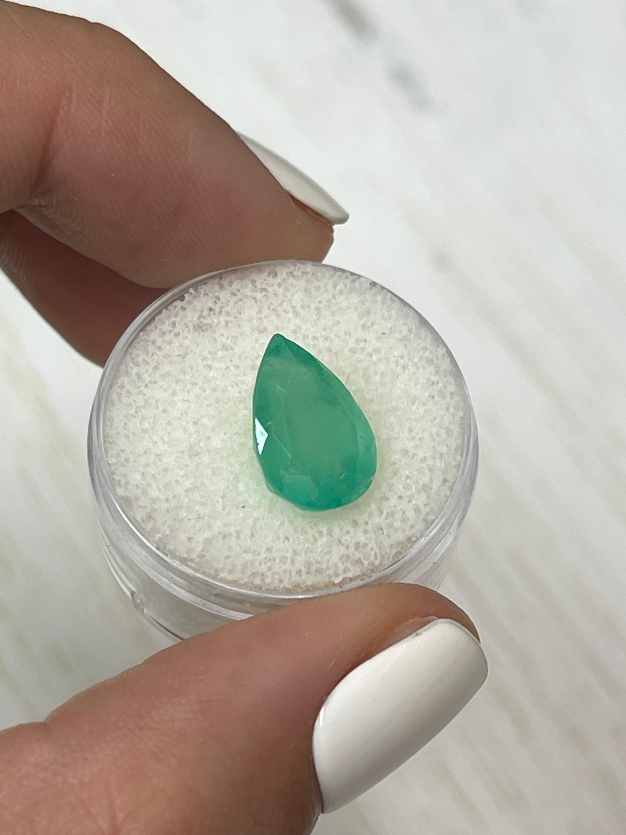 4.77 Carat Pear Cut Colombian Emerald - Brilliant Yellow-Green Shade