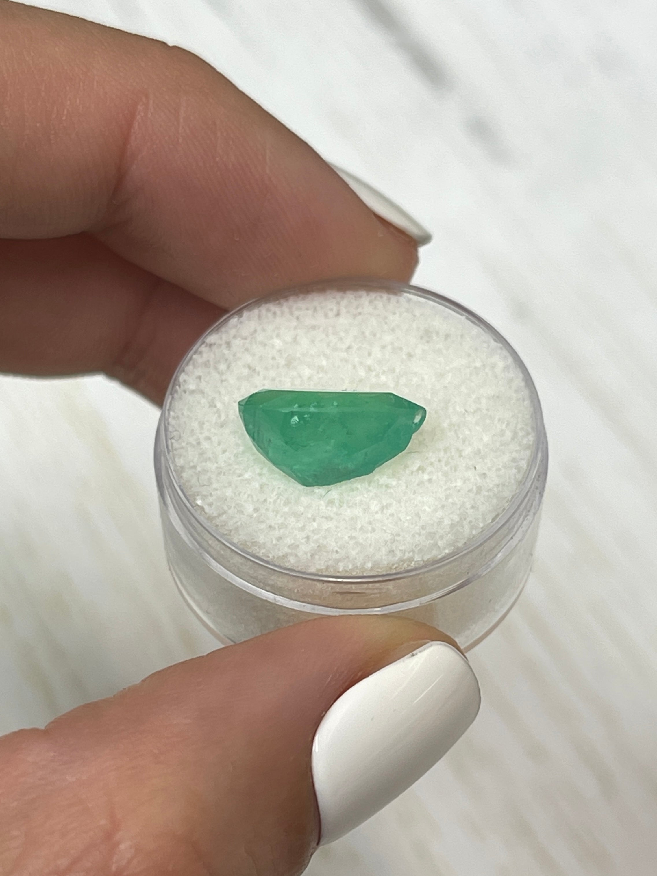 4.77 Carat Loose Colombian Emerald - Pear Cut, Yellow-Green Beauty