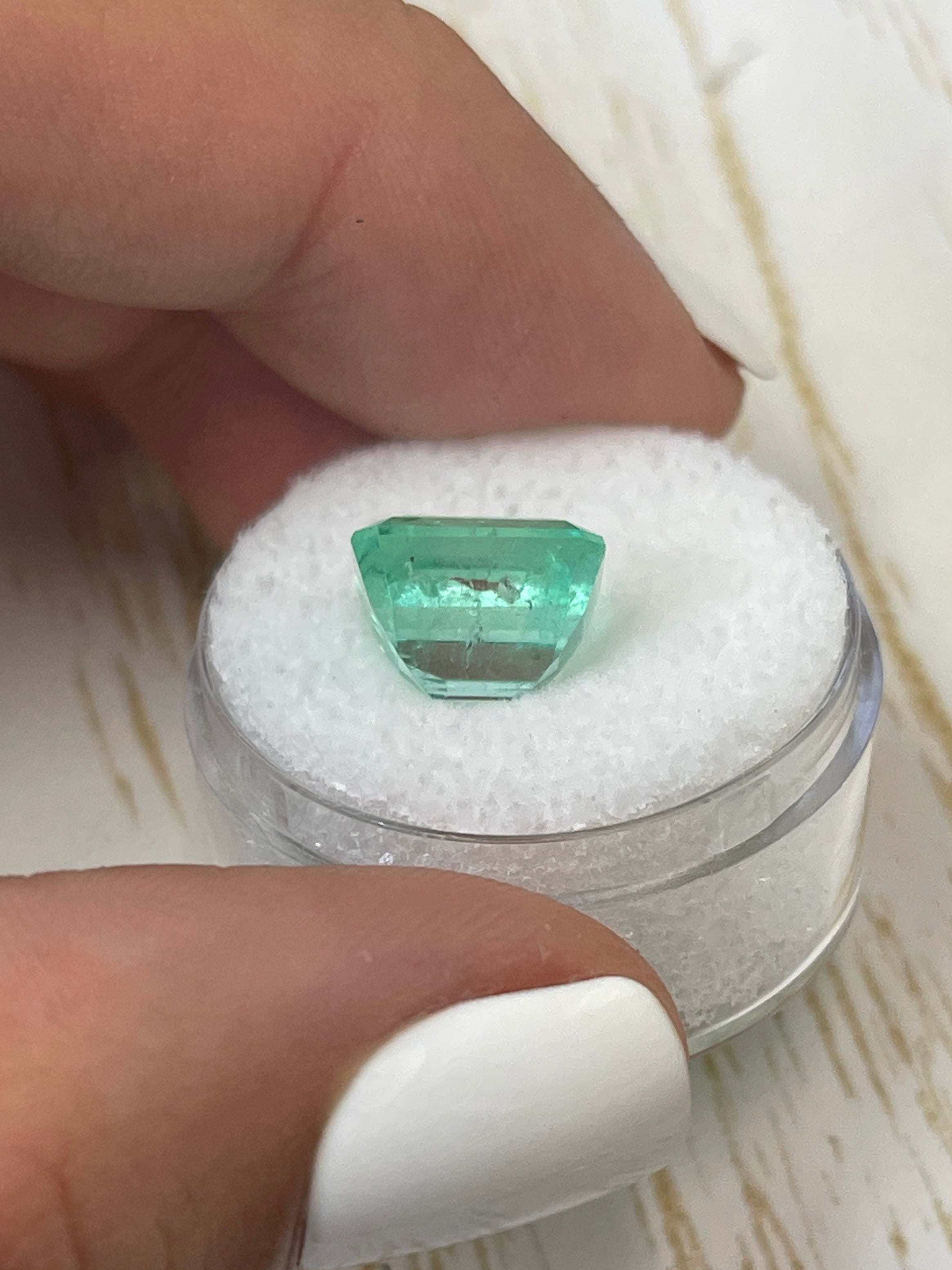 5.32 carat natural Colombian emerald loose gemstone, 10x10mm Asscher cut, vibrant green, from JR Colombian Emeralds.