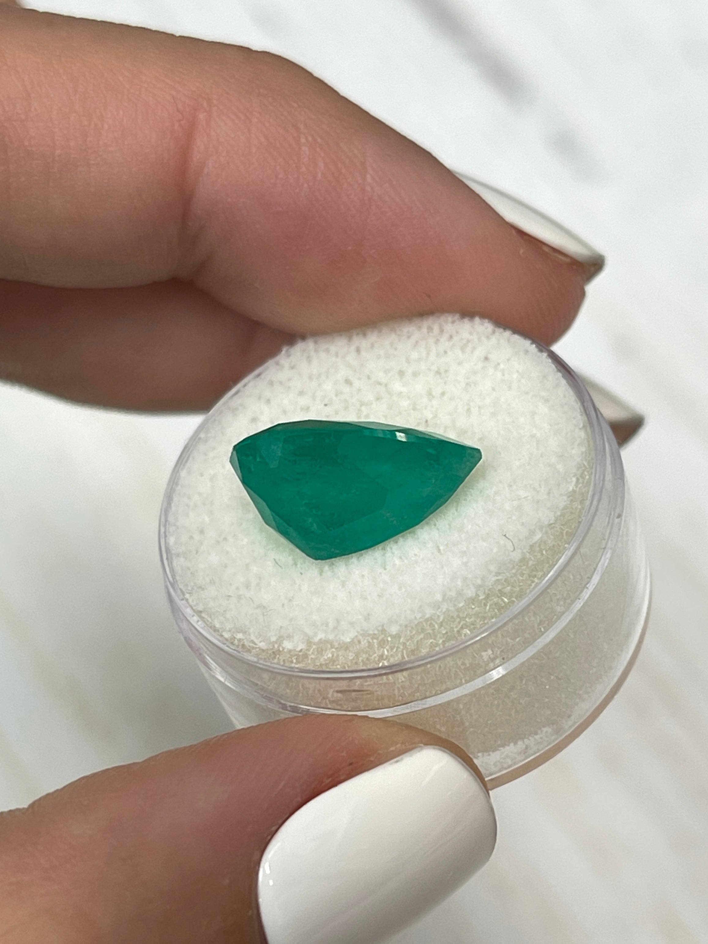 Natural Forest Environment: 6.59 Carat Pear Colombian Emerald