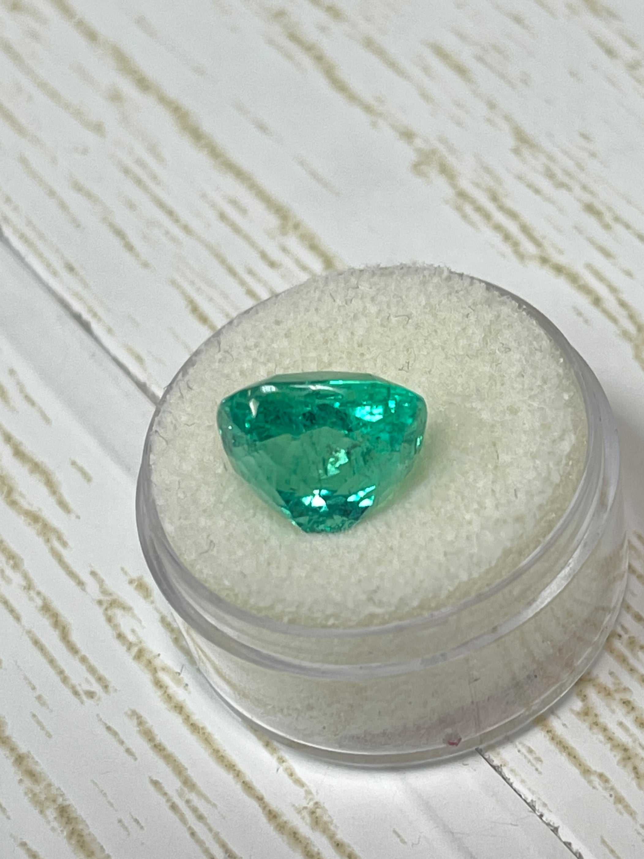 8.46 Carat GIA Certified 13x12 Lustrous Bluish Green Natural Loose Cus