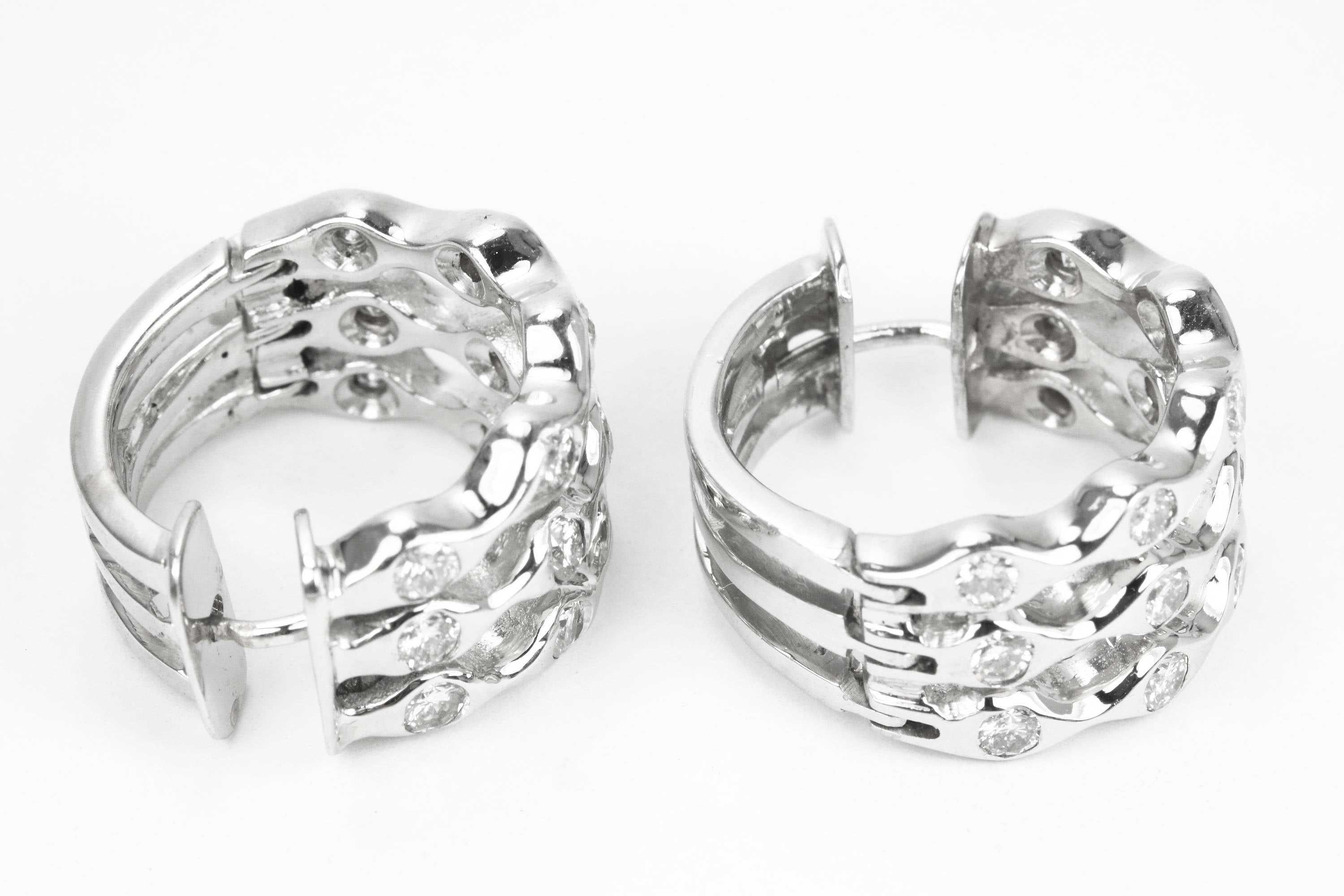 Modern Diamond Hoop Earring