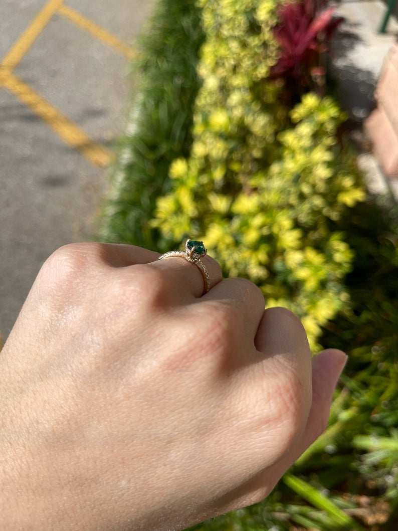 Bridal 1.15TCW Pear Cut Dark Green Engagement Hidden Diamond Halo Accent Ring