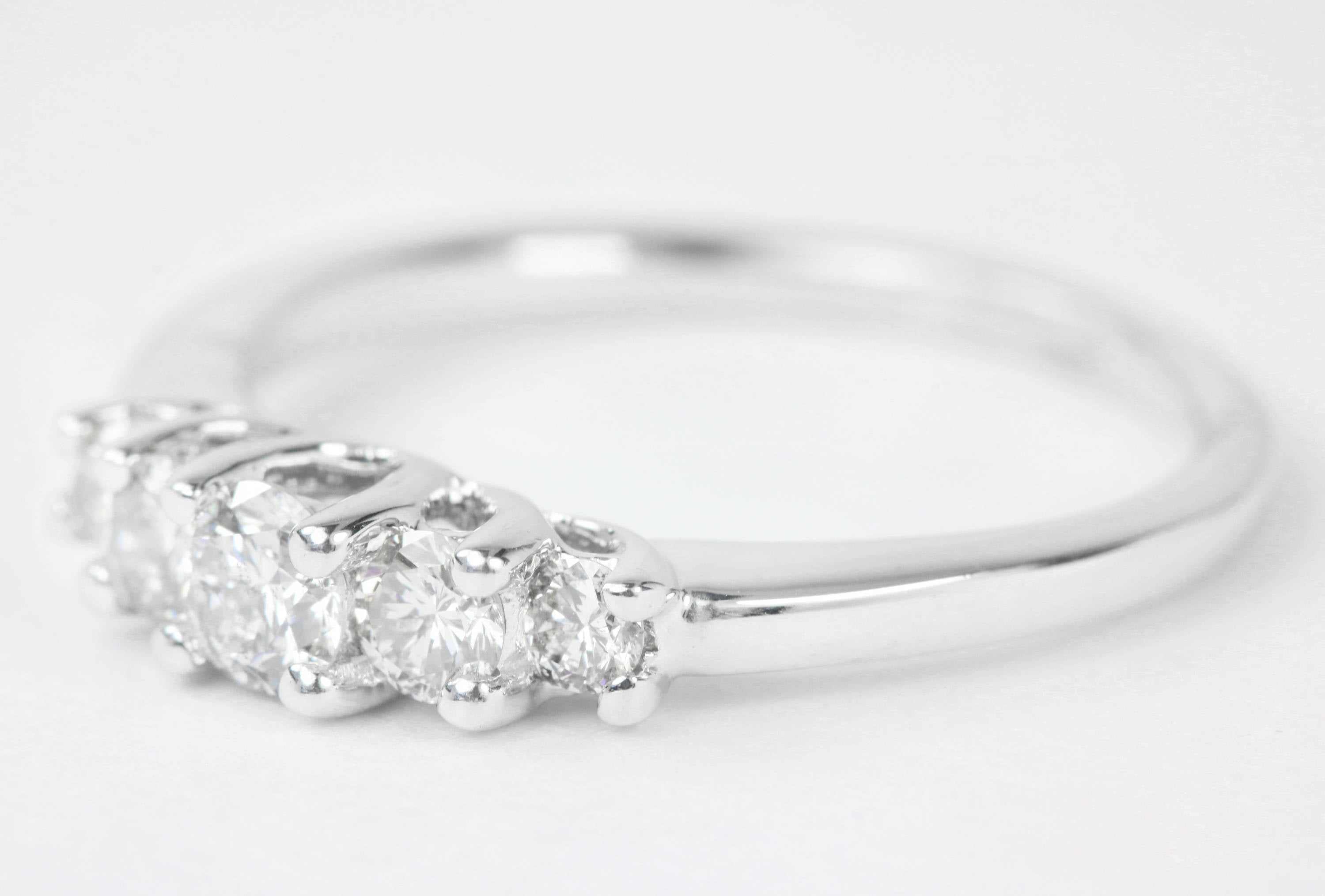 0.70tcw Five Stone Diamond Wedding Band 14K