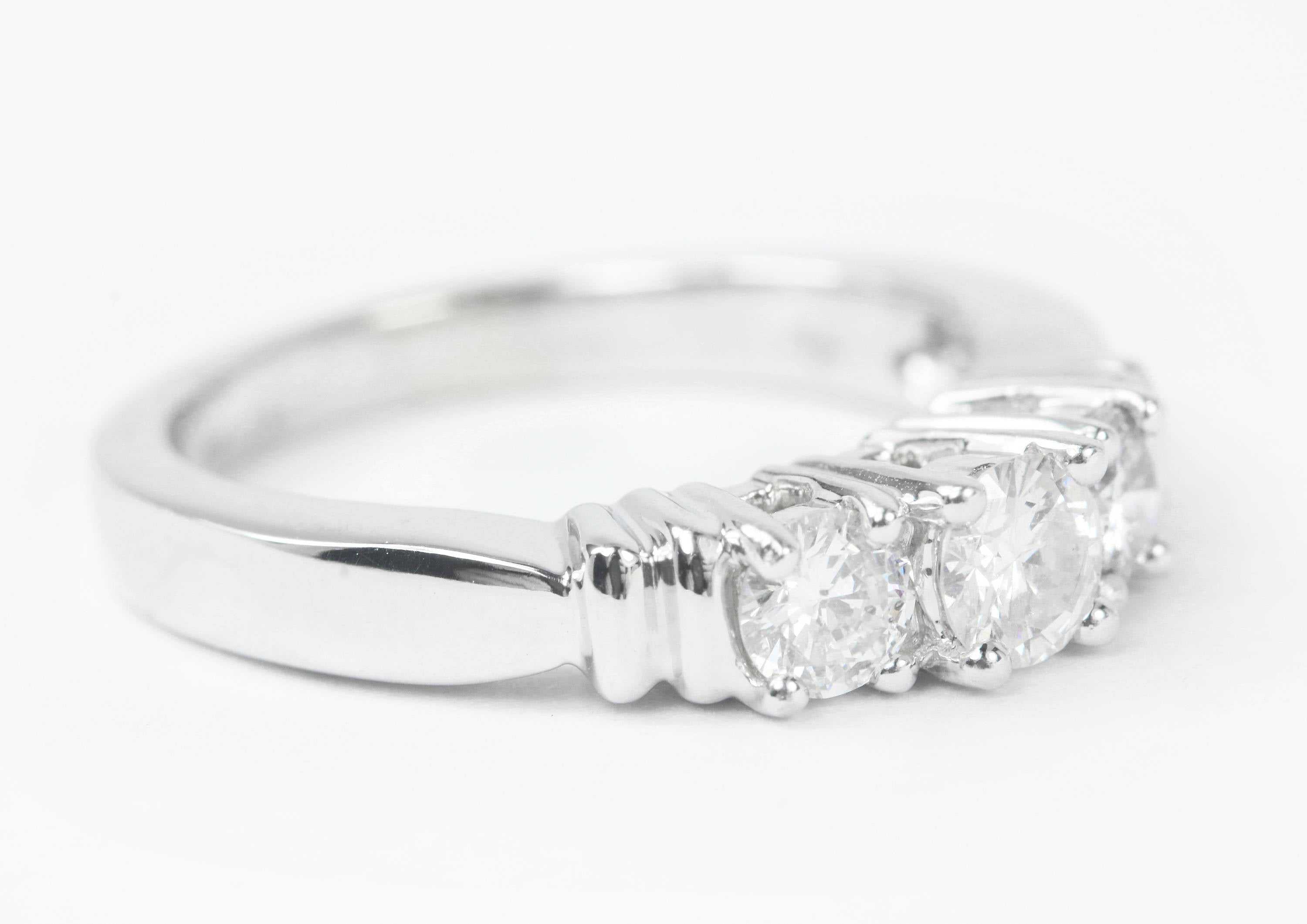 0.80tcw Three Stone Diamond Engagement/Promise Ring 14K