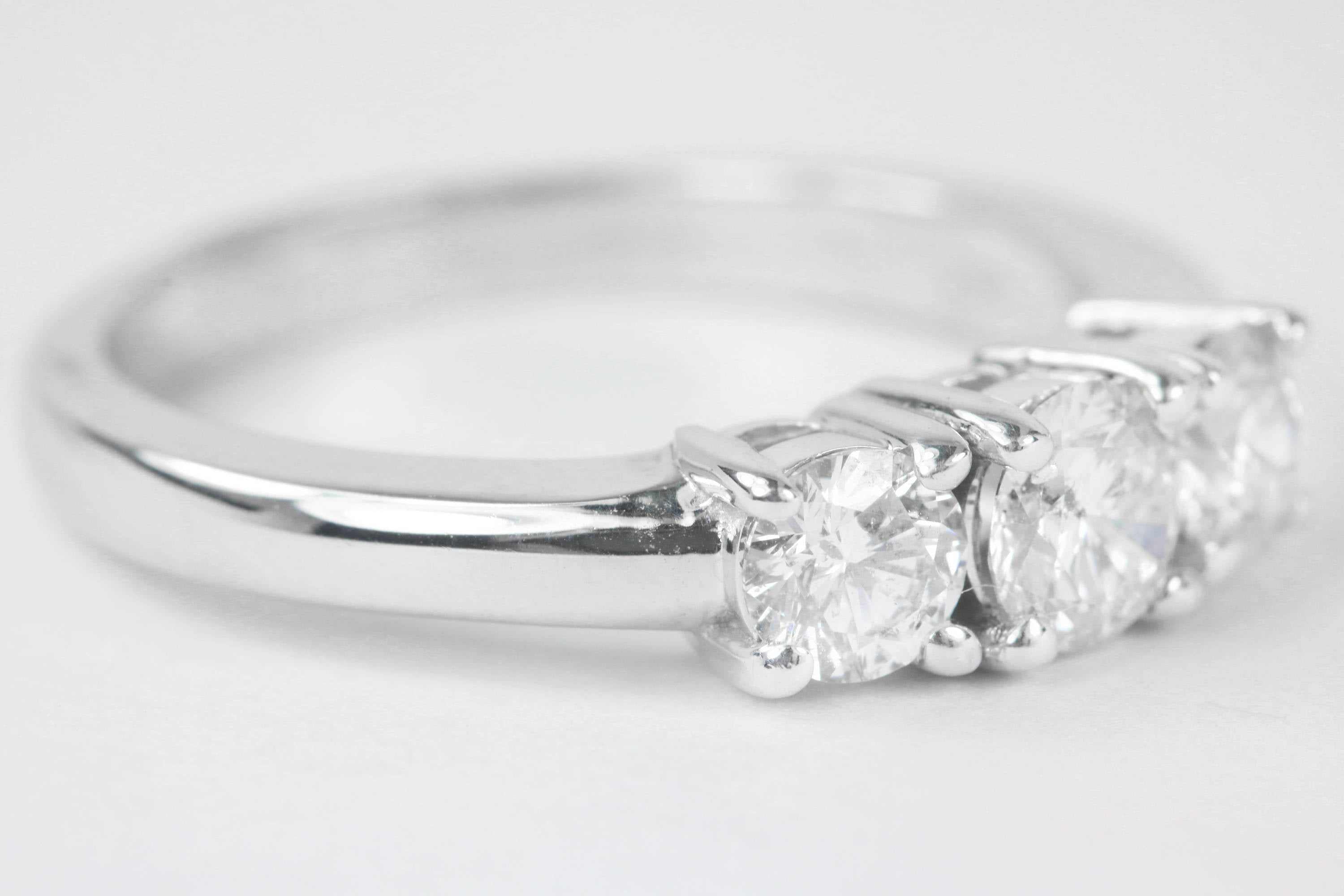 1.04tcw Three Stone Diamond Engagement Ring 14K