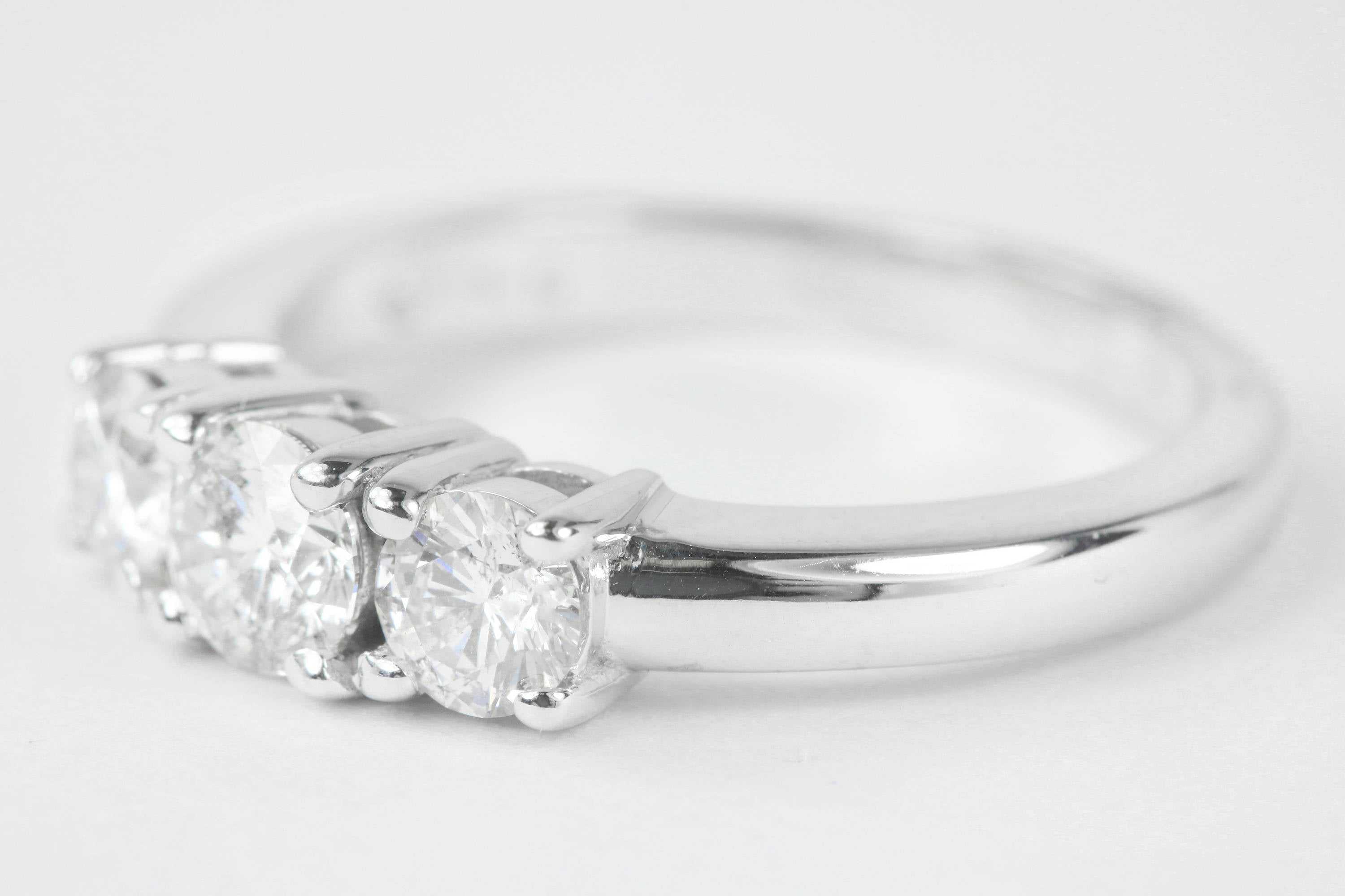 1.04tcw Three Stone Diamond Engagement Ring 14K