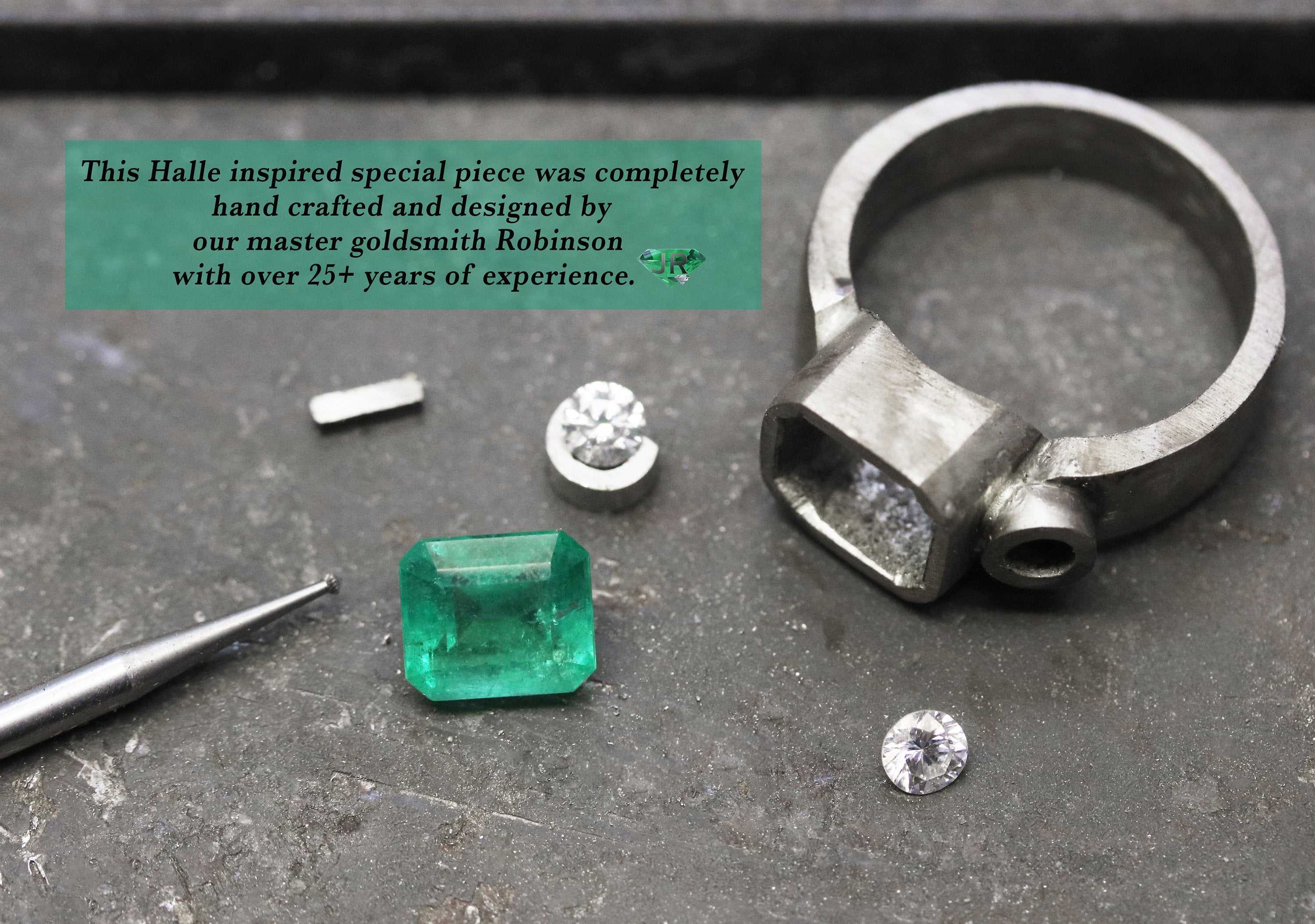 2.70tcw Colombian Emerald & Diamond Three Stone Bezel Ring 18K