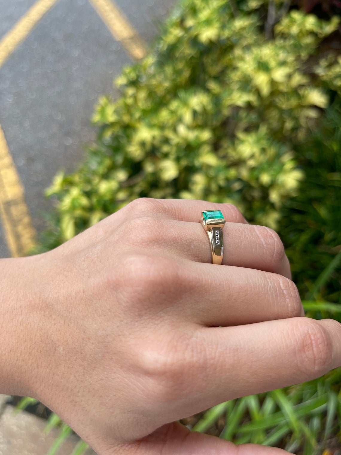 0.92tcw Colombian Emerald Cut & Diamond Accent Ring 14K