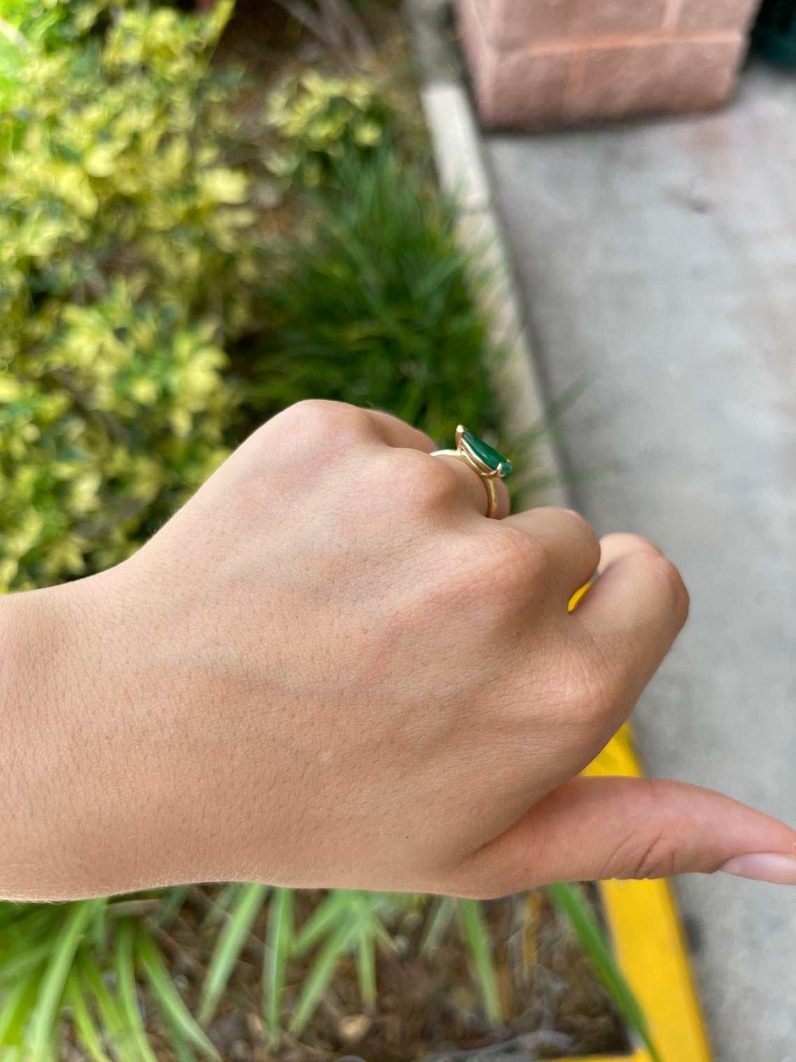 2.0 Carat Prong East to West Set Emerald Pear Solitaire Engagement Rin