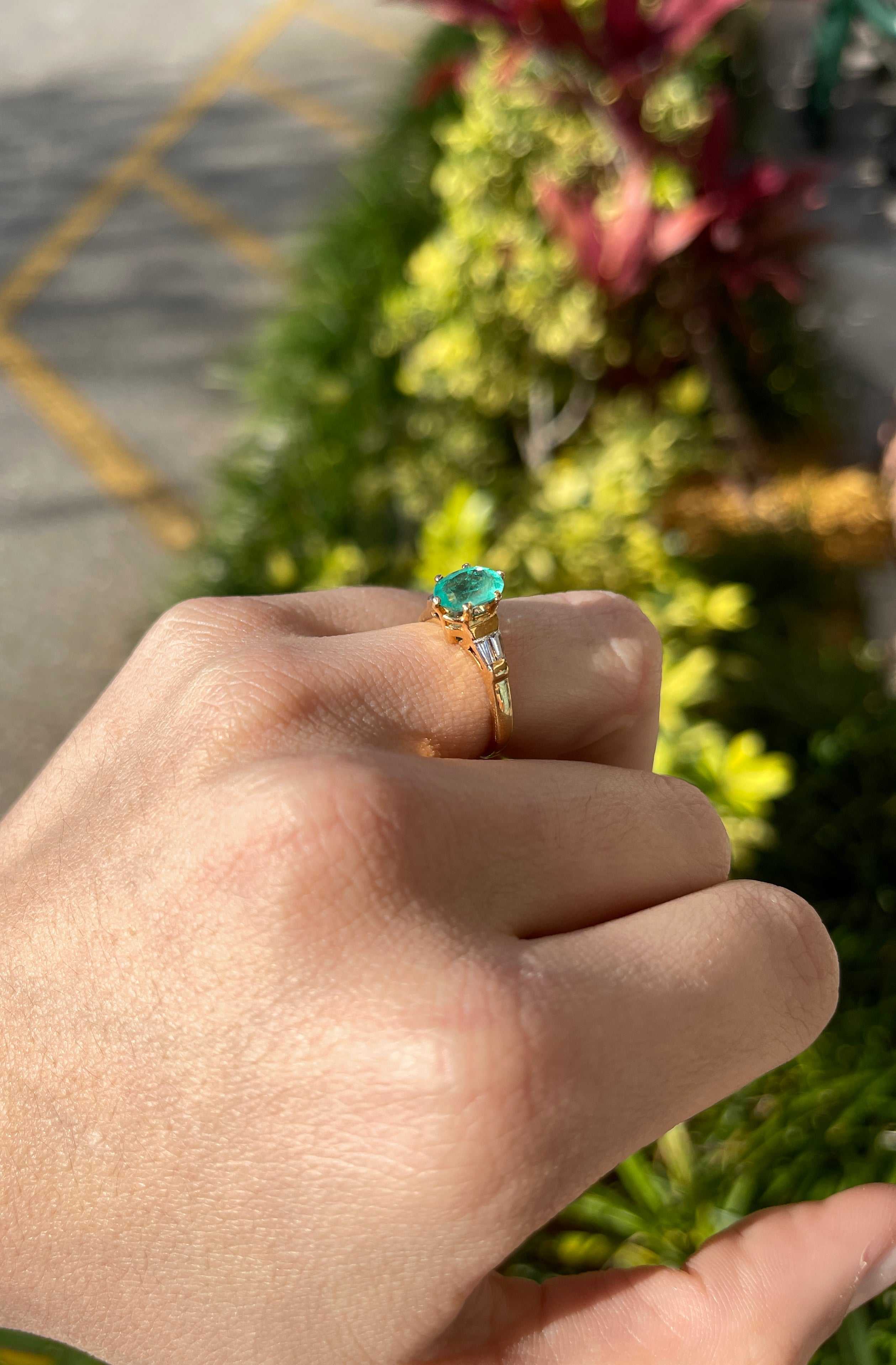 2.36tcw Five Stone Oval Emerald & Diamond Ring 14K