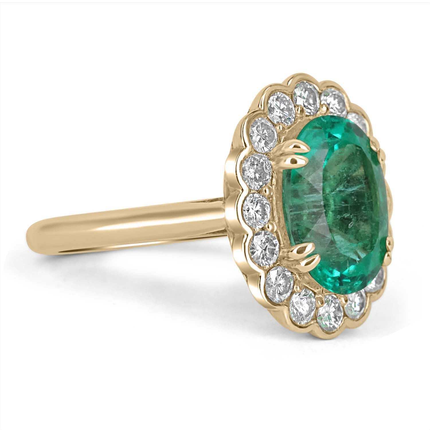 5.15tcw 18K Top quality Oval Colombian Emerald & Diamond Halo Statement Ring - JR Colombian Emeralds