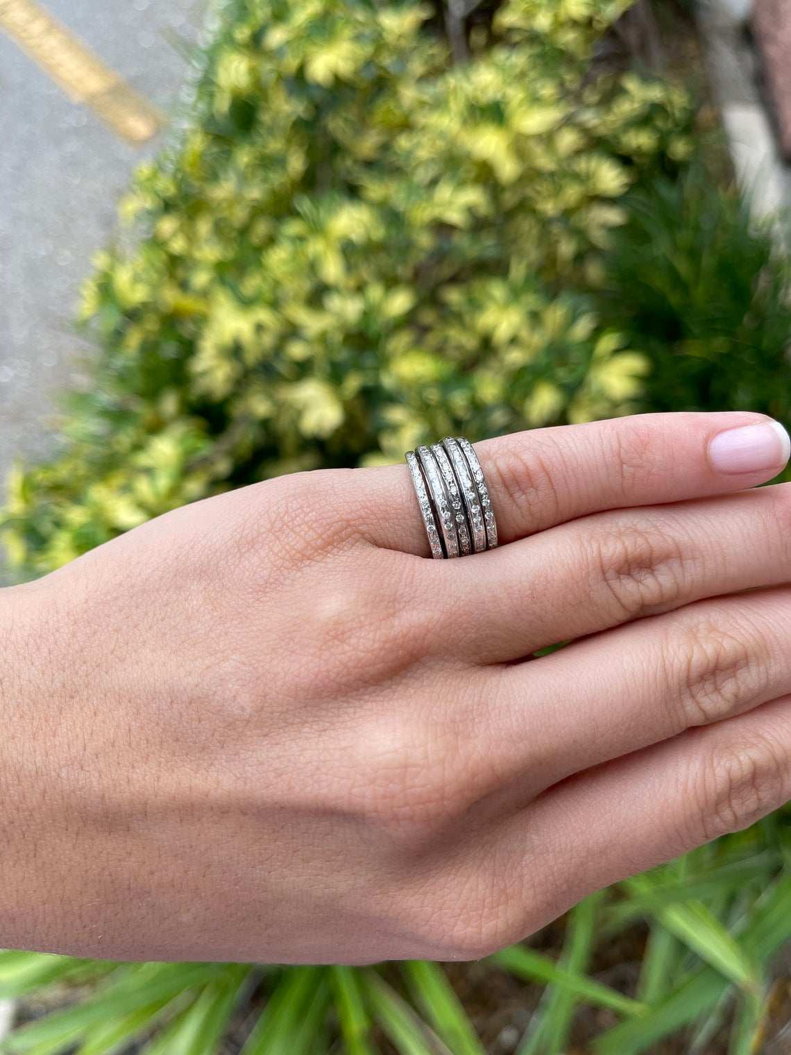 0.40tcw Five Row Diamond Multi Band Ring White Gold 14K