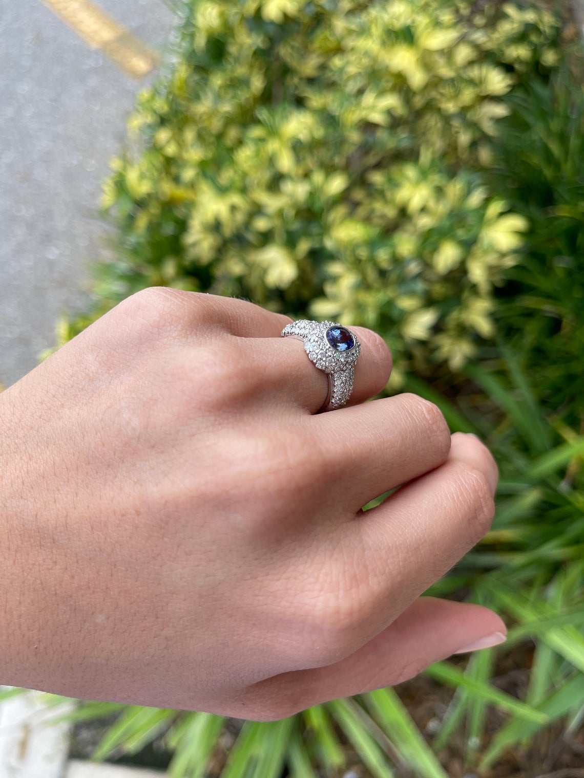 2.32tcw 14K Oval Tanzanite & Diamond Pave Cluster Cocktail Ring